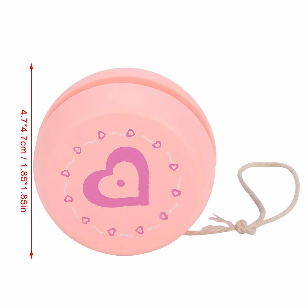 Zerodis urocza magiczna zabawka reagująca z drewna Yo-Yo początek edukacji zabawka z kreskówkowym wzorem dla dzieci (Pink)