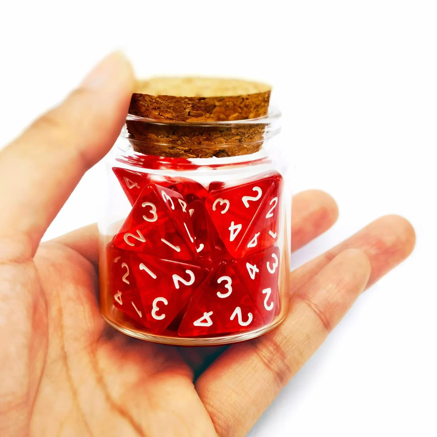 Bescon Standard Sized Transparent Red D4 Dice 20pcs Healing Potion Bottle, 20pcs D4 Health Potion Dungeons and Dragons Accessory