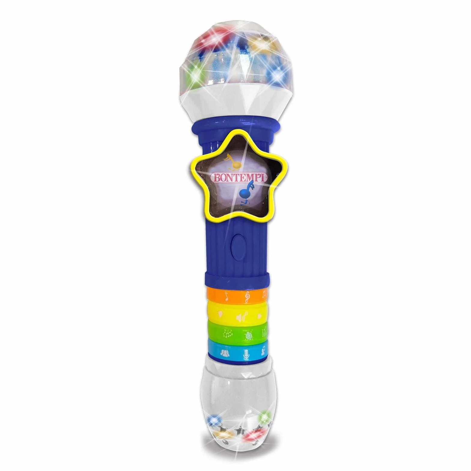 Bontempi GlowWave Mikrofon bezprzewodowy mikrofon z efektami świetlnymi i dźwiękowymi do magicznej wydajności, 265 x 70 x 70 mm, wielokolorowy, 41 3020