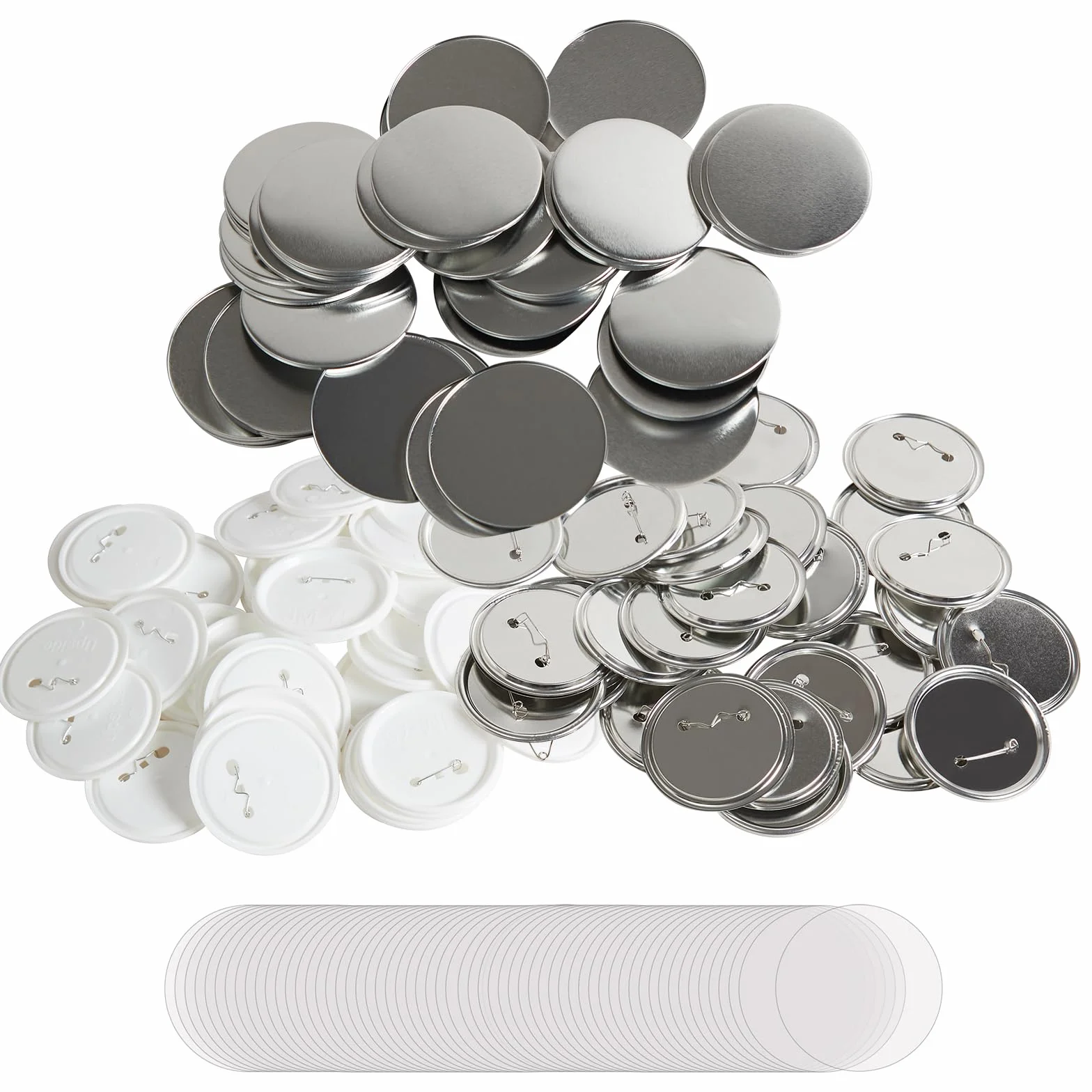 VEVOR 500 zestawów 5,7cm 58mm części do przypinania guzików,okrągłe części do przypinania guzików,zestaw zawiera metalową górę,przezroczystą folię,guzik i pusty papier na,maszyna NIE jest dołączona