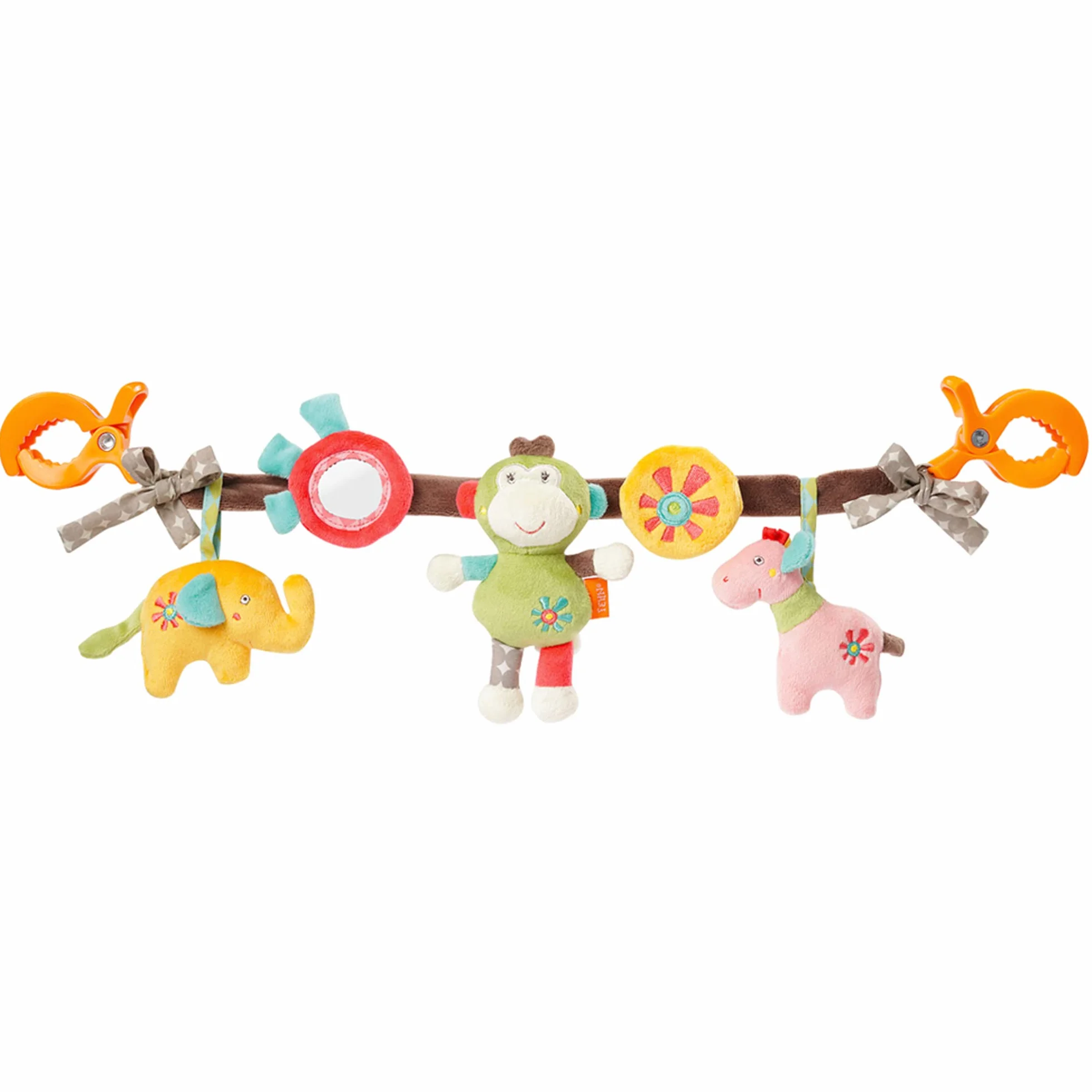 Fehn 74550 Łańcuszek do Wózka Dziecięcego Safari, Wielokolorowy, 45 cm