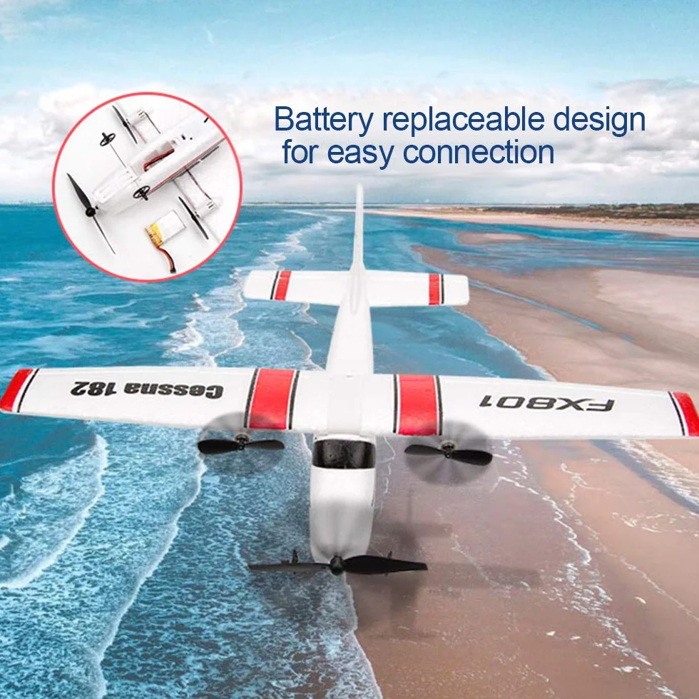 Goolsky RC samolot lotniczy Cessna 182 2,4 GHz 2CH dla dzieci i dorosłych, biały