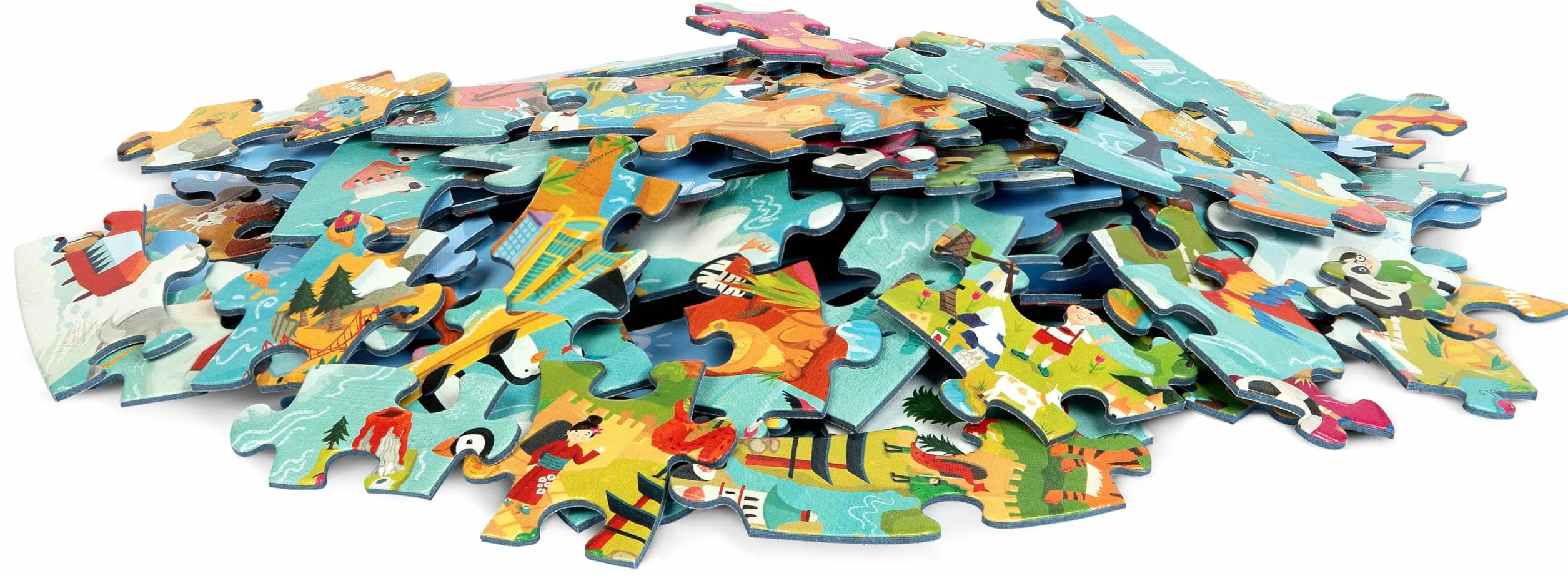 Mapa świata puzzle dla dzieci puzzle w wieku 5-8 lat - 150 sztuk zwierząt świata układanka ze 100% pochodzących z recyklingu - okrągłe wyrzynarki dla dzieci w wieku 5 lat od boppi