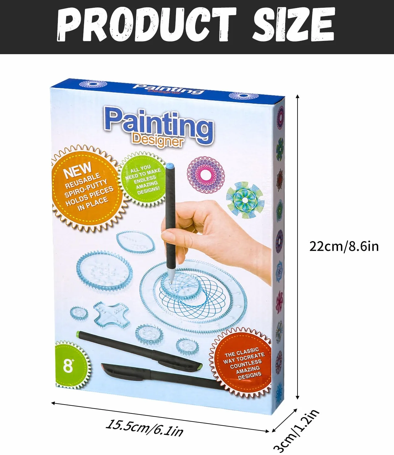 Spiral Designer, 28 PCS wielofunkcyjny zestaw do rysowania spiralnego dla dzieci, zestaw do rysowania spiralnego, mandala dla dzieci, rysowanie spiralne dla dzieci w wieku 8+, szablony do rysowania