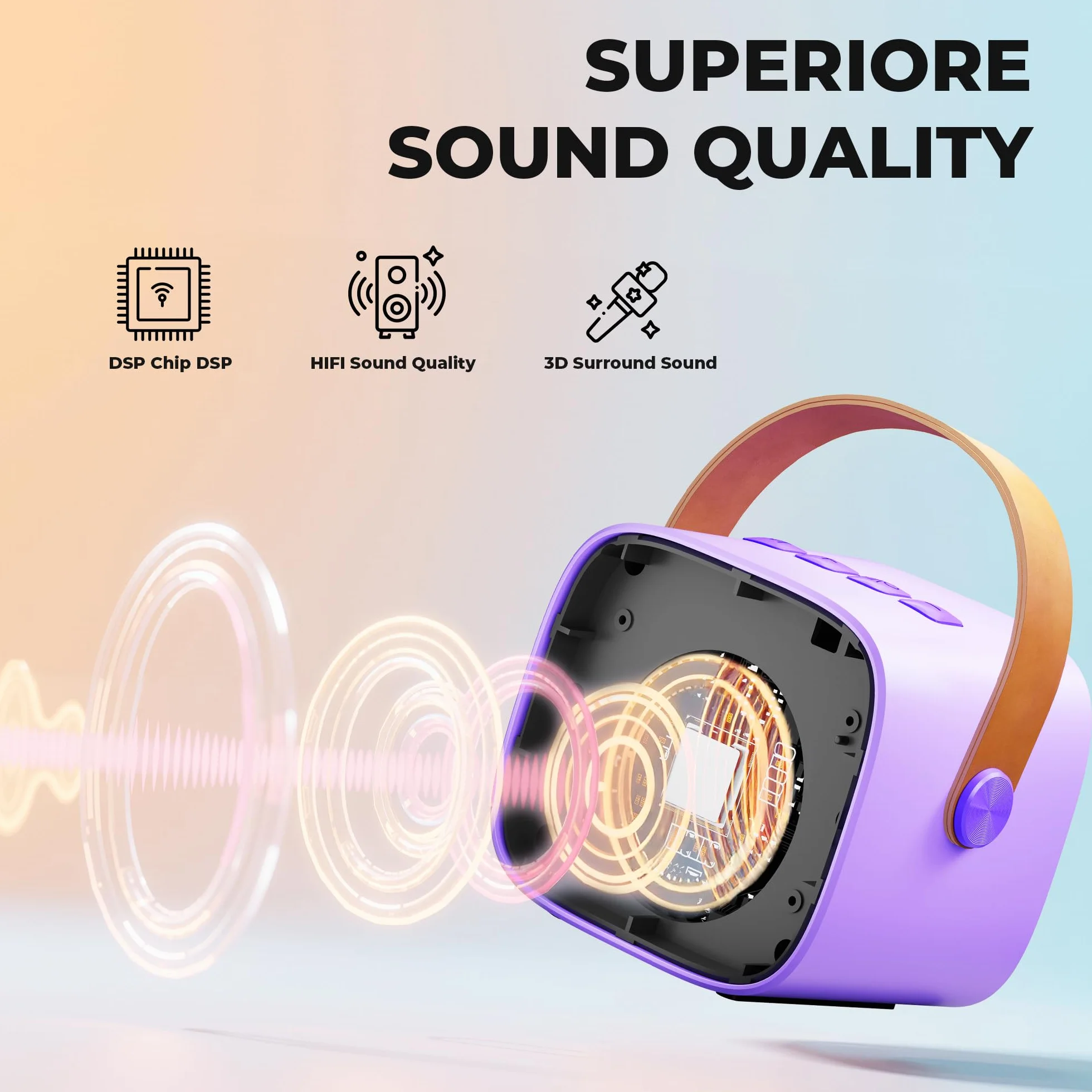 Ankuka urządzenie do karaoke z 1 mikrofonem bezprzewodowym dla dzieci, przenośny zestaw Bluetooth KTV, głośnik z efektami zmiany głosu i diodami LED, dla chłopców i dziewczynek, prezent na imprezę