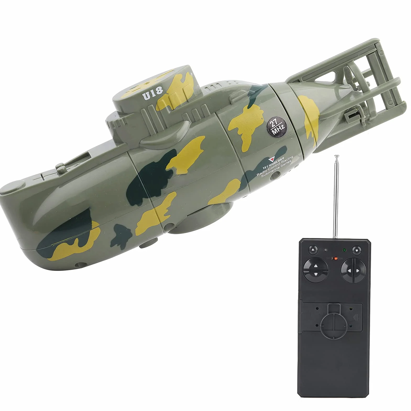 Mini Symulacja Wojskowy Pilot Zdalnego Sterowania 6-kanałowy Model łodzi Podwodnej Zielony