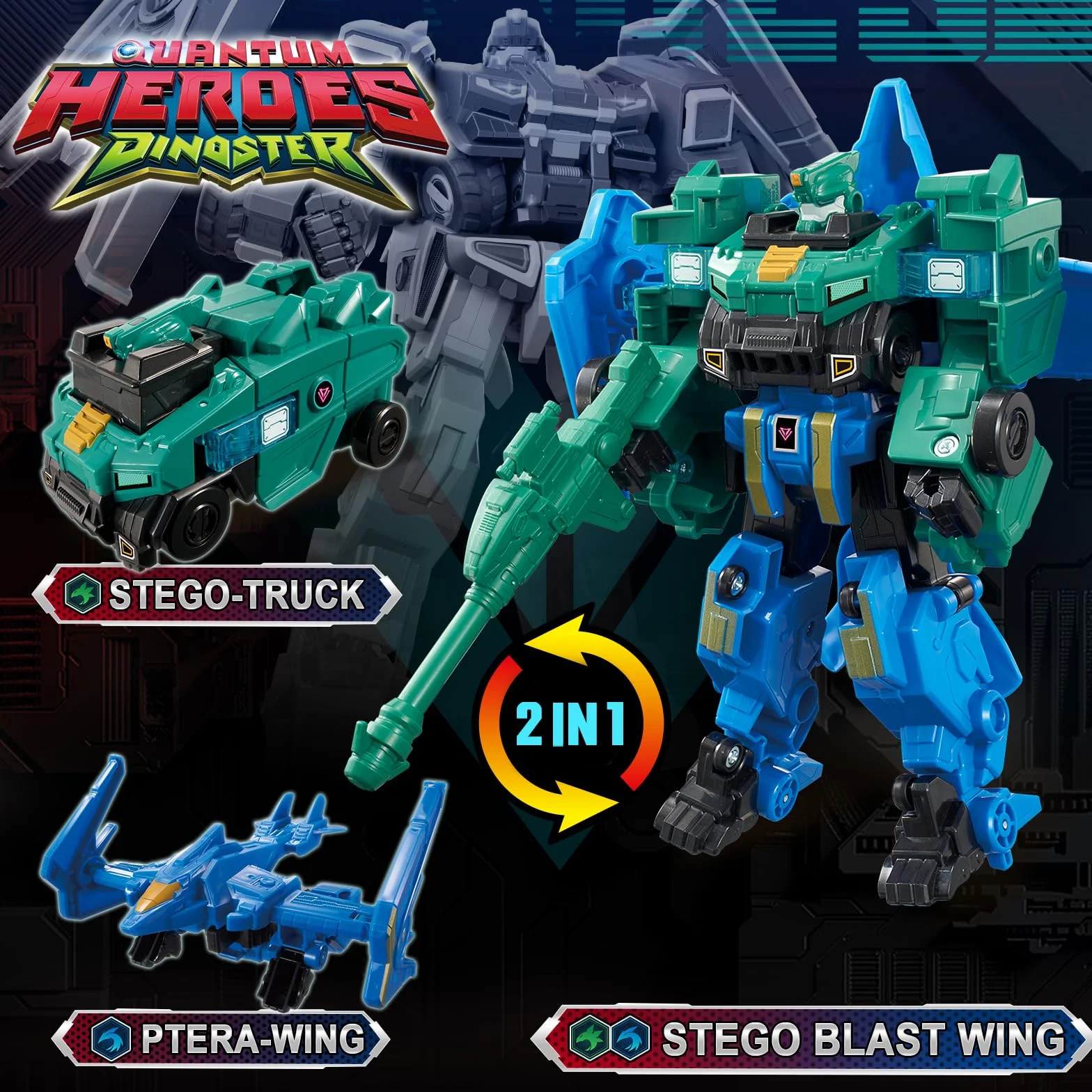 QUANTUM HEROES DINOSTER Simple Fusion Robot - Stego Blast Wing