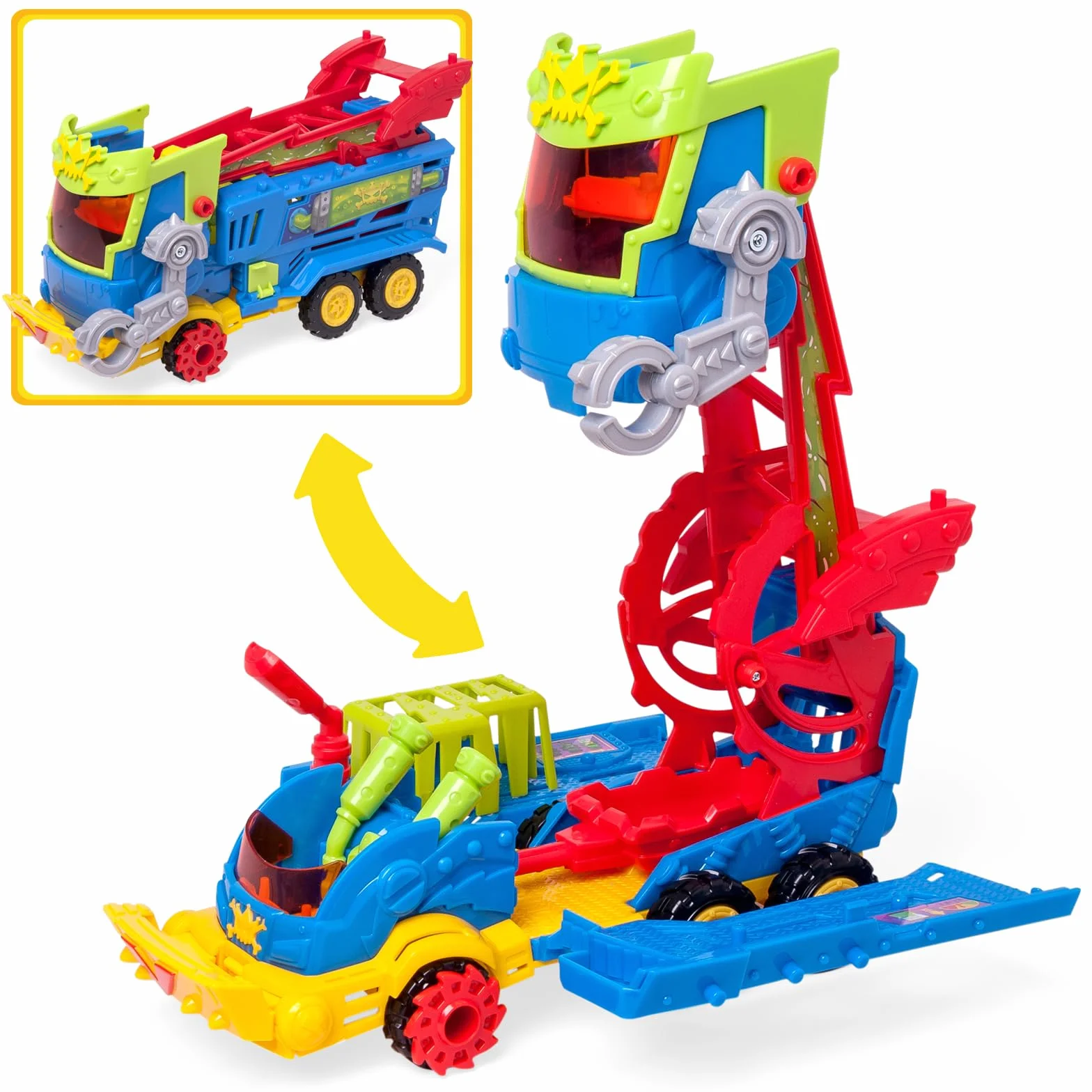 SUPERTHINGS Kazoom Power Mr King Truck — pojazd złoczyńcy z wyrzutnią pocisków, 6 cyfrow: Ekskluzywny Mr King + 4 robotoksyki, zabawka dla dzieci w wieku 3–8 lat