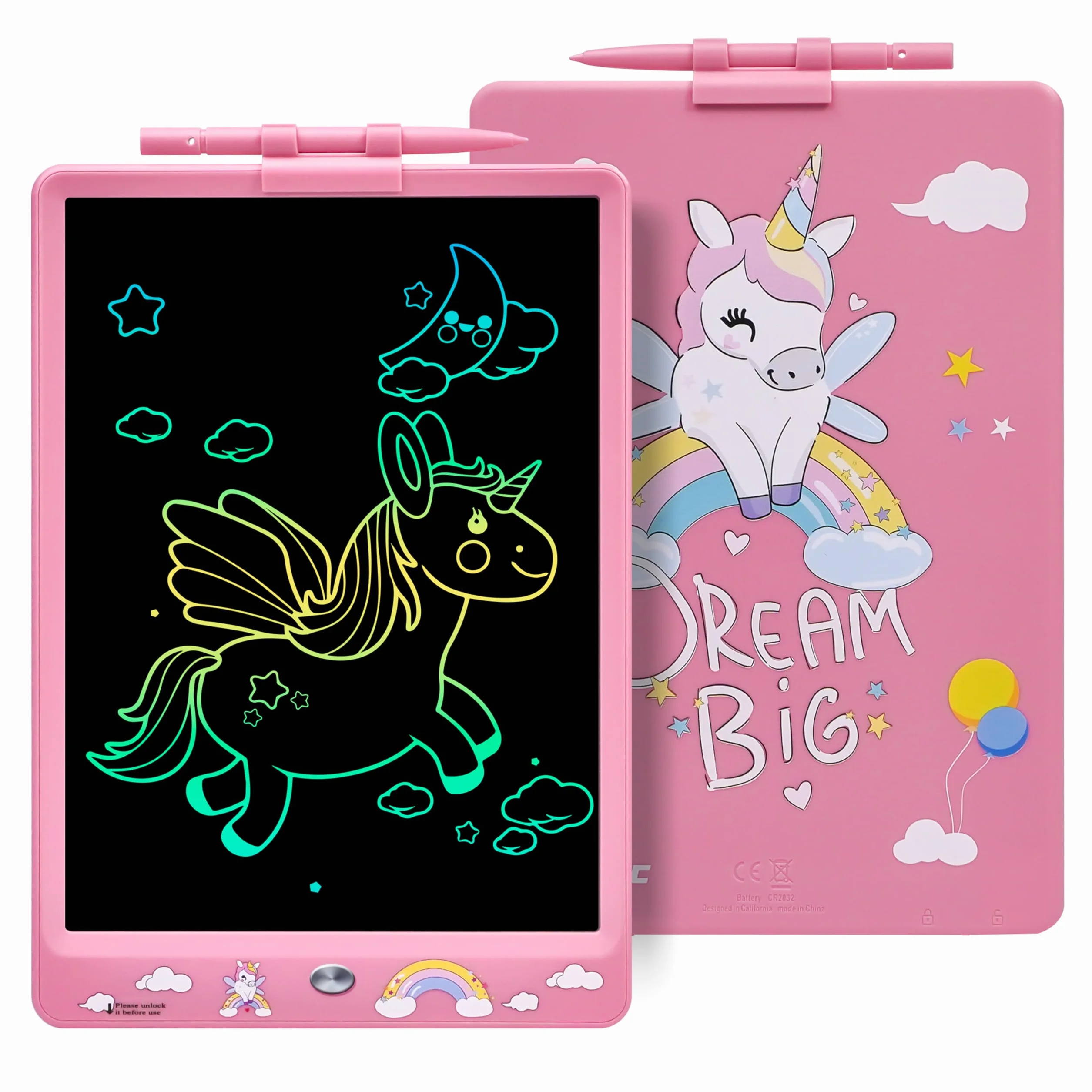DYNA-PM Jednorożec Tablet do pisania dla dzieci, tablet do rysowania LCD, tabliczka magnetyczna, zabawka dinozaur dla dzieci, prezent 2, 3, 3, 4, 5, 6, 7, 8 lat