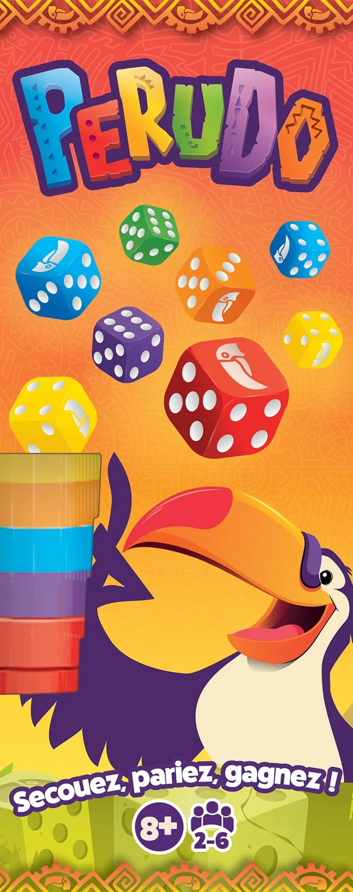Asmodee - PERUDO (nowa wersja) - Ambiance gra planszowa dla dorosłych i dzieci od 8 lat - potrząśnij, rozmawiaj, wygrywaj - Gra w kości i Bluff - 2-6 graczy - 30 min - wersja francuska