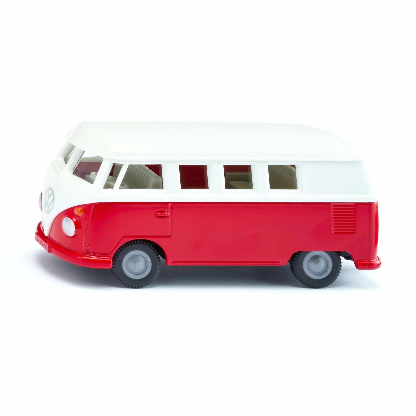 Siku 2361, VW T1 Bus, Zabawkowy samochód, 1:50, Metal/tworzywo sztuczne, Czerwony/biały, Otwierane drzwi, Zaczep przyczepy, Wiernie odwzorowane koła