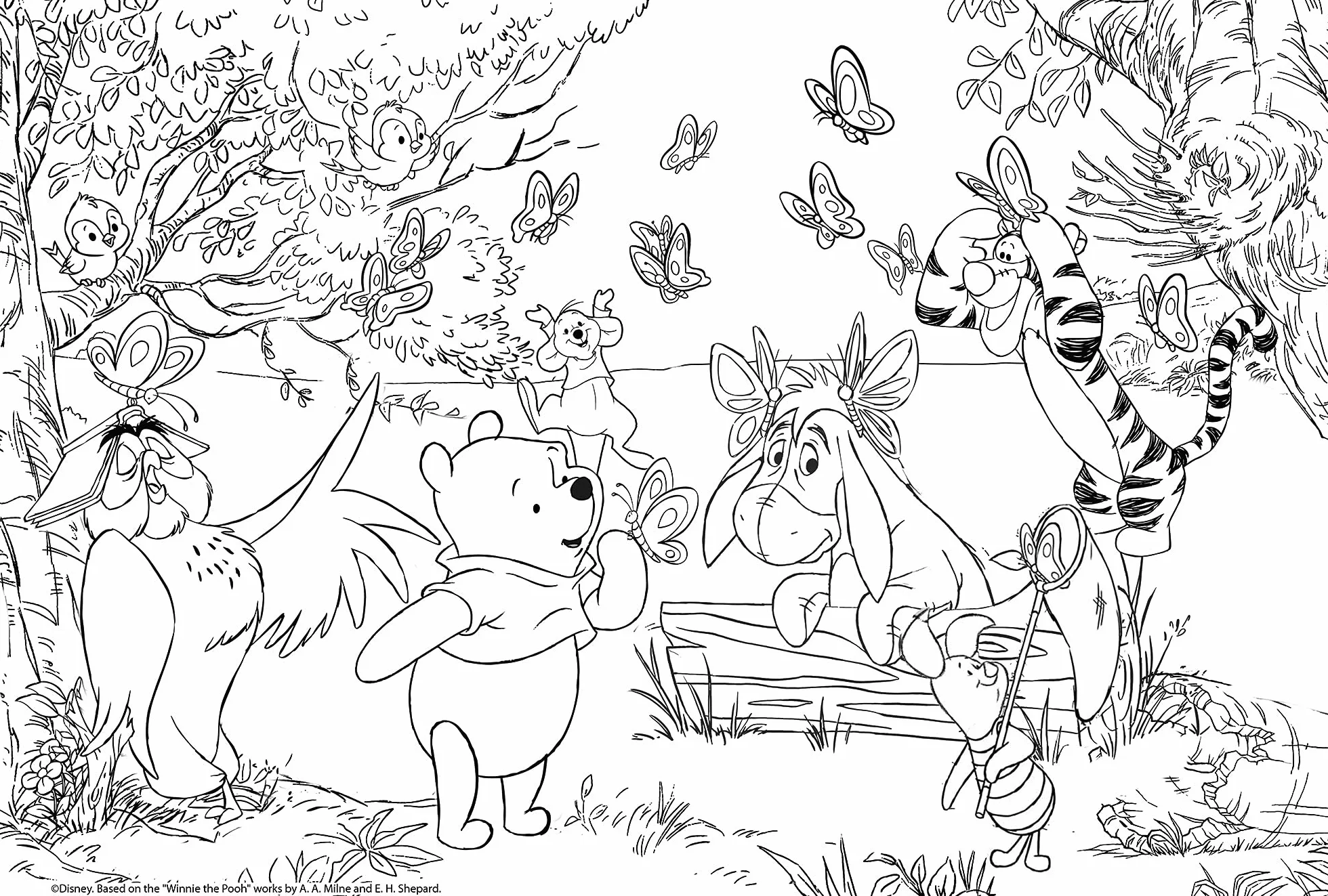 Lisciani Puzzle Maxi Floor para niños de 24 piezas 2 en 1, Doble Cara con reverso para colorear - Disney Winnie el Oso 86665