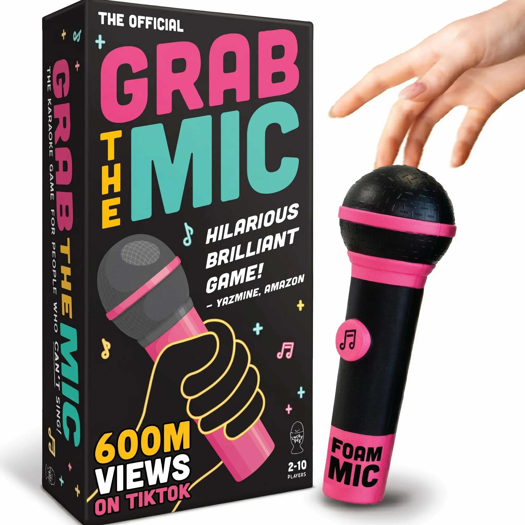 Lucky Egg Spannendes „Grab The Mic“ – Das Karaoke-Spiel für die ganze Familie ab 8 Jahren, 2–10 Spieler – Brettspiel für schlechte Sänger – 250 Songtextkarten für einen lustigen und witzigen Spieleabe