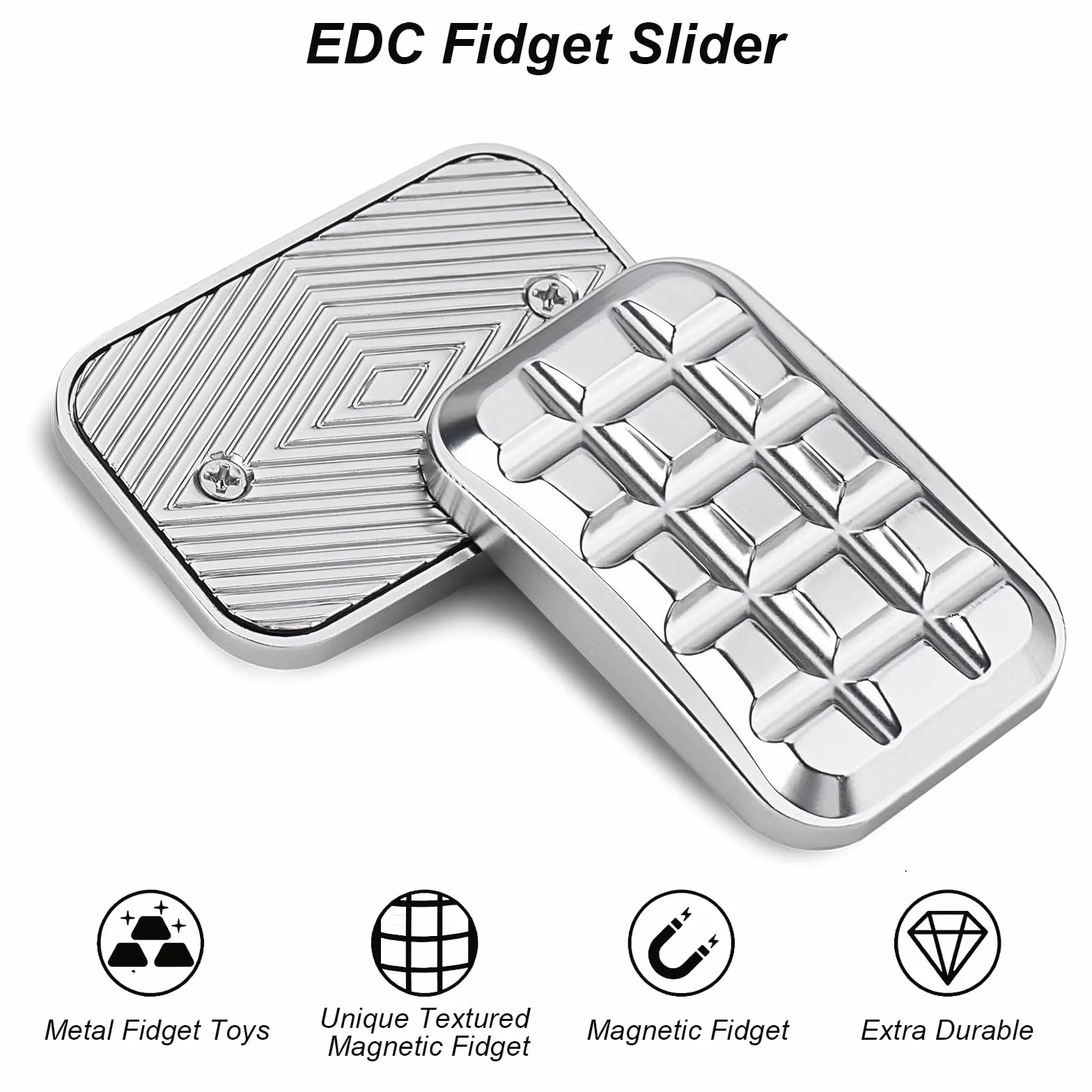 Fidget Slider - Zabawki Metalowe dla Dorosłych, EDC Dekompresja, Srebrny Metal, Antystresowe Obiekt dla ADHD i Lęku, Odstresowujący Prezent