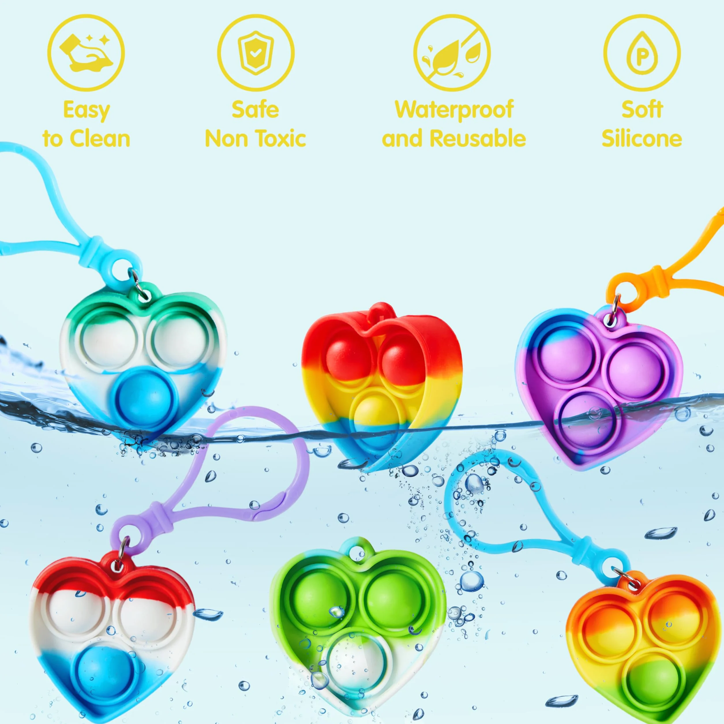 JOYIN 30 szt. Heart Pop Fidget Kerings Mini Fidget Zabawki dla dzieci, wypełniacze torebek imprezowych dla dzieci, antystresowe zabawki do wyciskania, upominki na imprezę, prezenty dla chłopców i