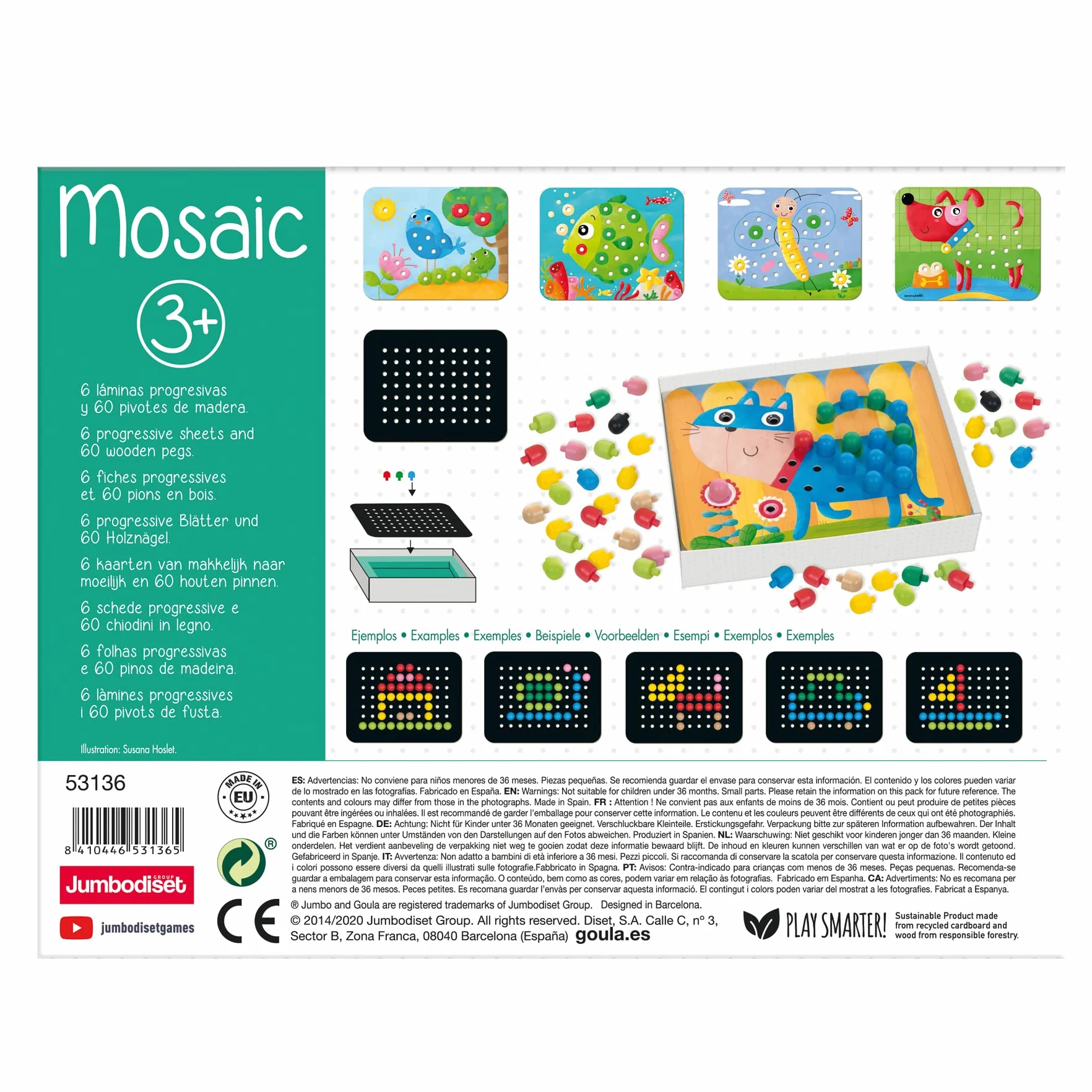 Jumbo Spiele D53136 – drewniana zabawka mozaikowa dla małych dzieci, od 3 lat