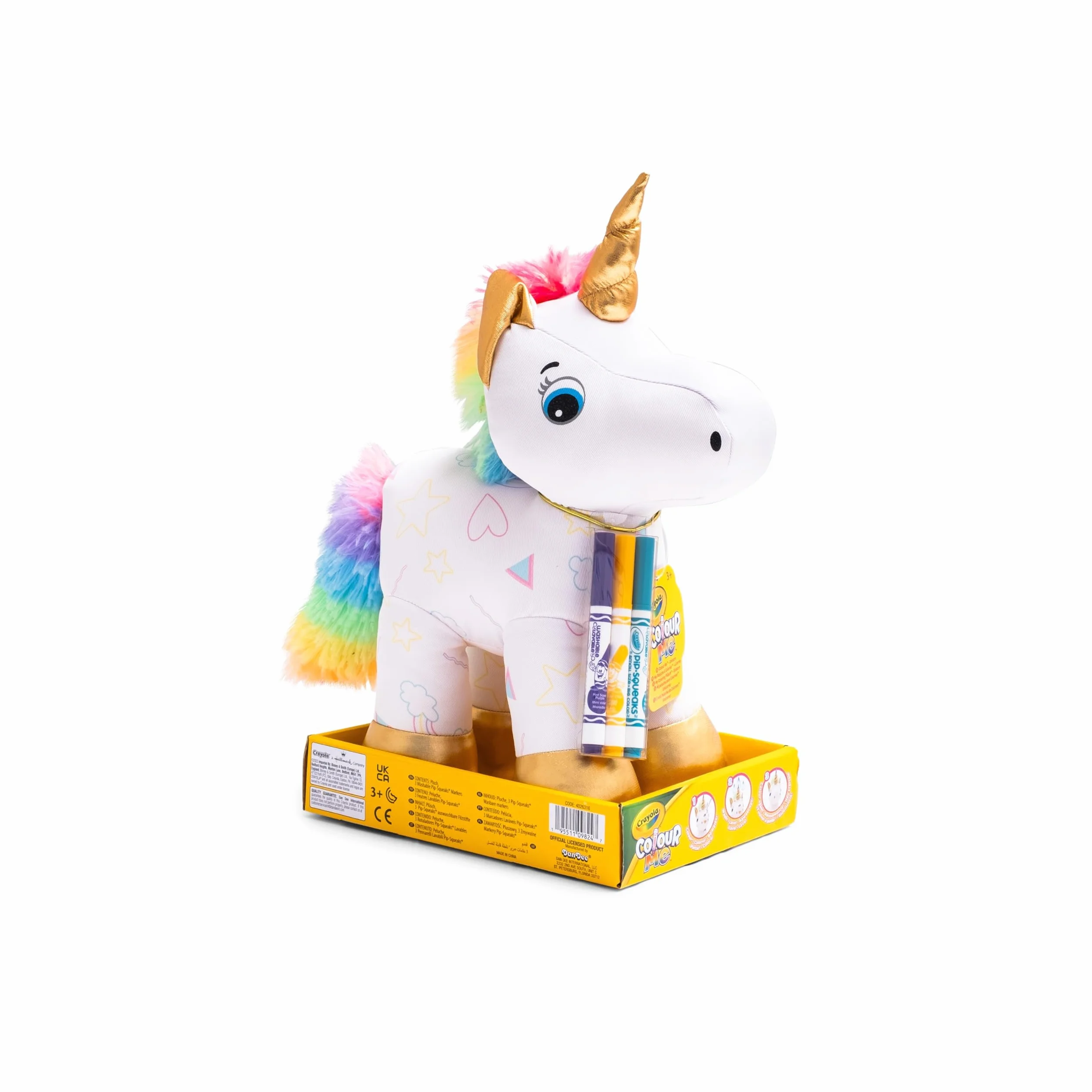 CRAYOLA - Colour Me Plush, pluszowa zabawka z 3 flamastrami, jednorożec, kreatywne zajęcie i prezent dla dzieci od 3 lat, 4026316