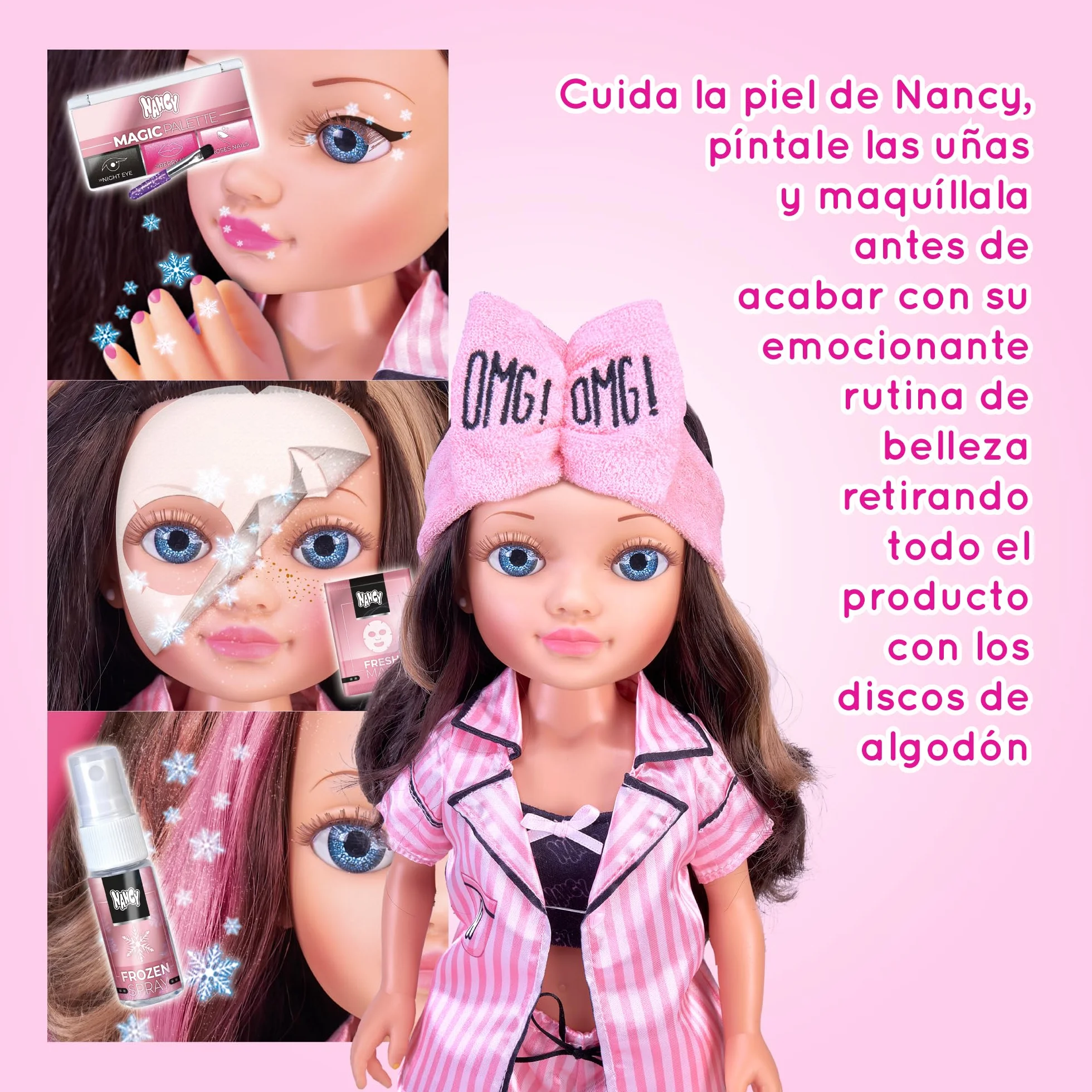 Nancy Beauty Fridge Lalka z akcesoriami do makijażu i lodówką z tacką na lód dedykowana jej kosmetykom dla dziewczynek + 3 lat, słynna (NAC74000)
