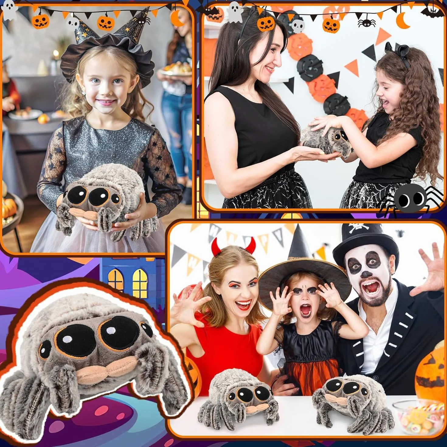 Pluszowa Zabawka Pająk 8,2 Cala Miękki Realistyczny Wypchany Pająk Duże Oczy Halloween