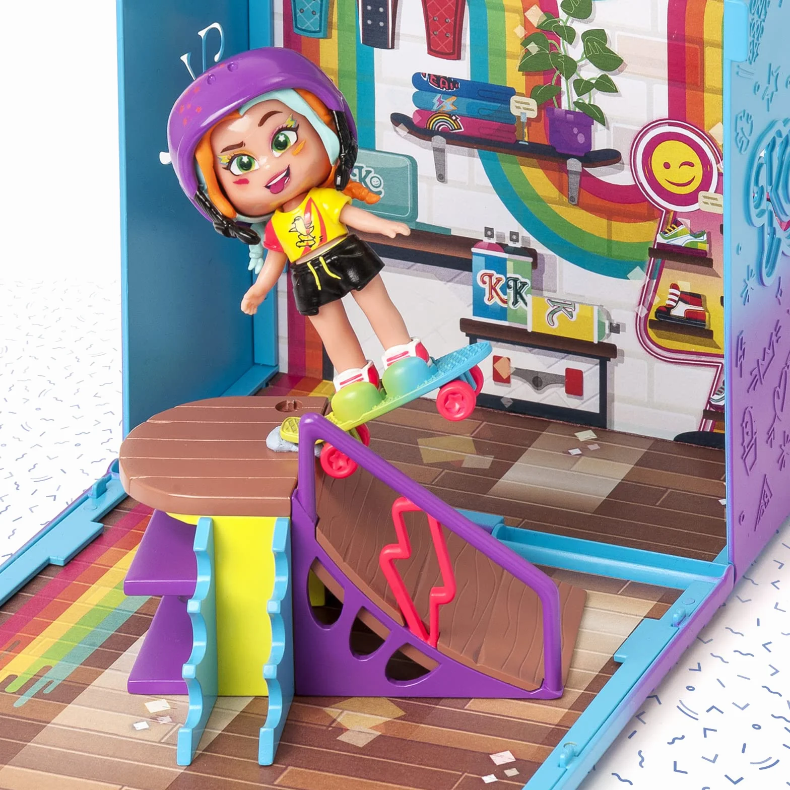 KOOKYLOOS Lizzie's Pop Up Sport Shop sklep z akcesoriami, ekskluzywną lalką z 3 zabawnymi wyrazami twarzy, 2 ekskluzywnymi zwierzętami