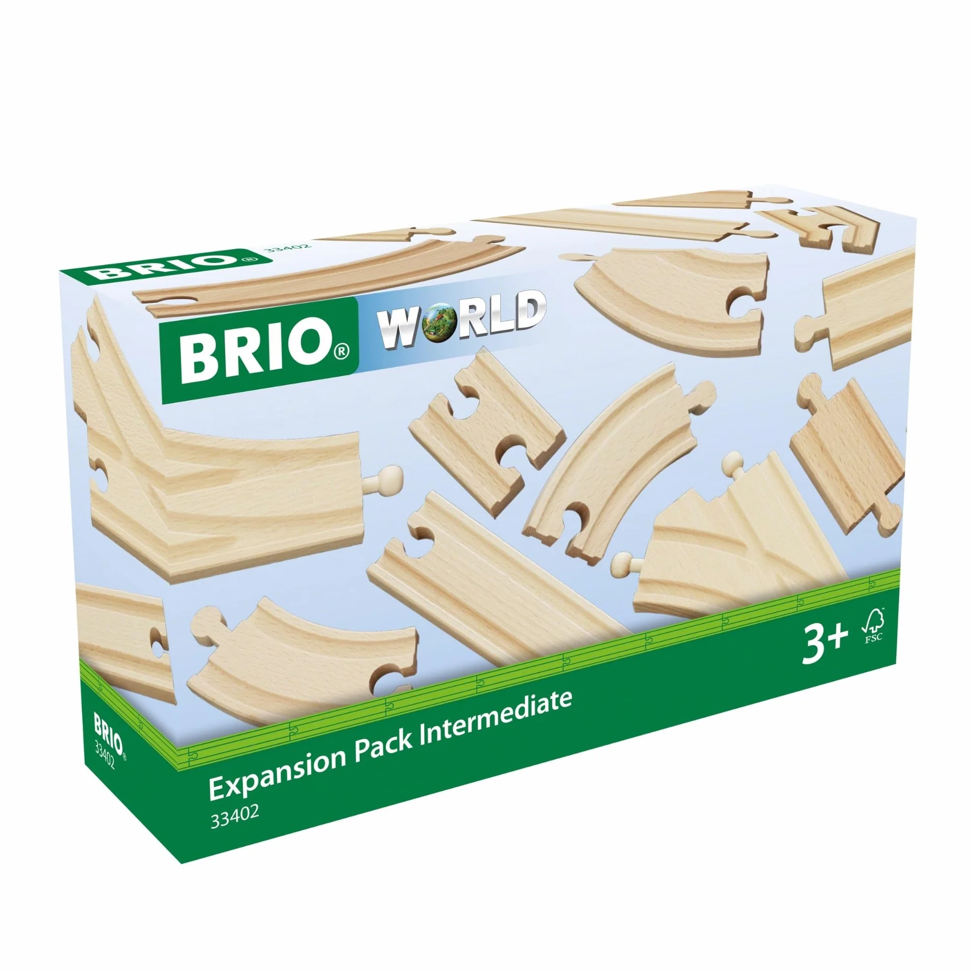BRIO World - 33402 - Zestaw pośrednich Evolution 16 szyn - Akcesoria do drewnianych torów kolejowych - Zestaw szyn - Zabawka mieszana od 3 lat