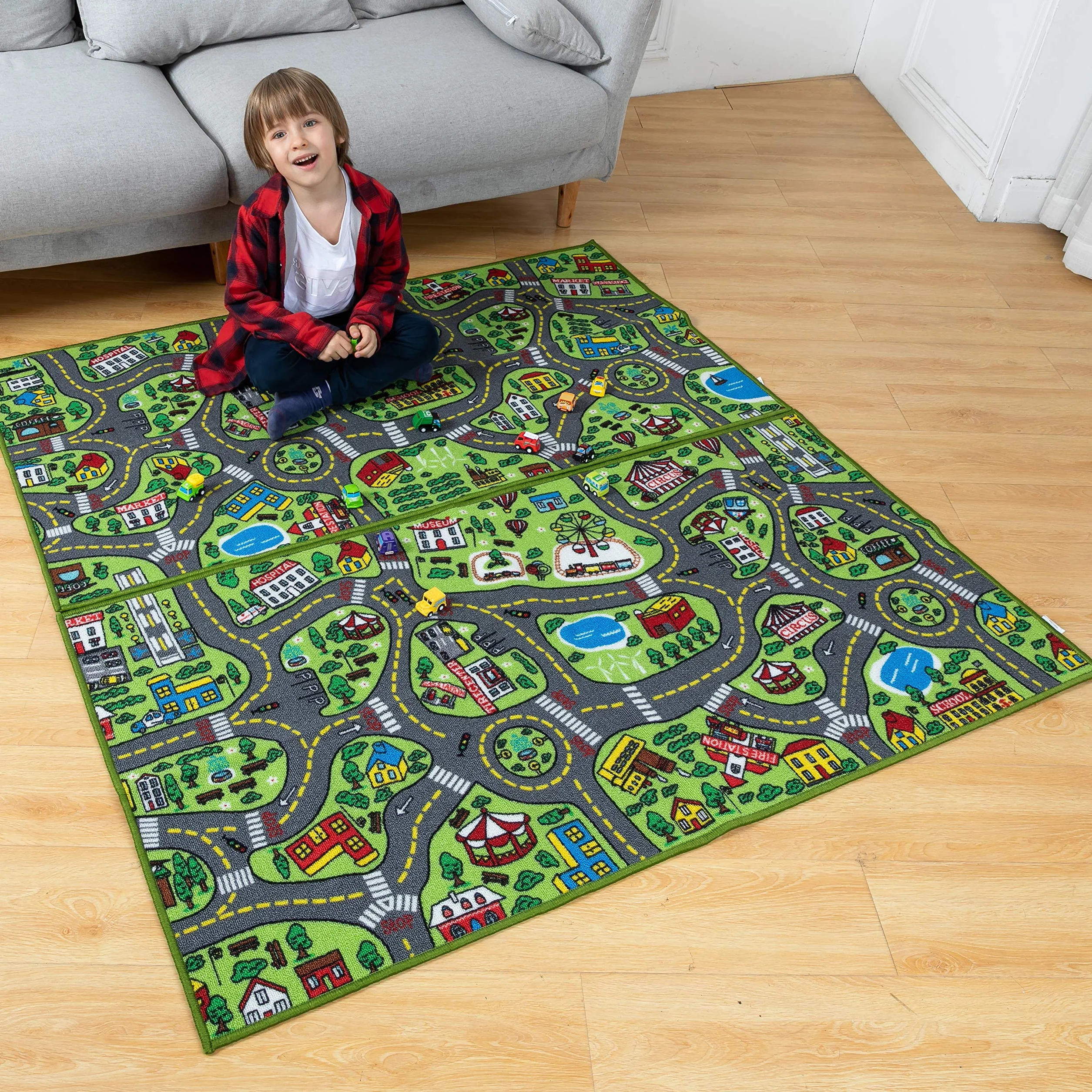 JOYIN Mata do zabawy 80 x 150 cm dla dzieci od 3 lat duży dywan do zabawy w pokoju zabaw
