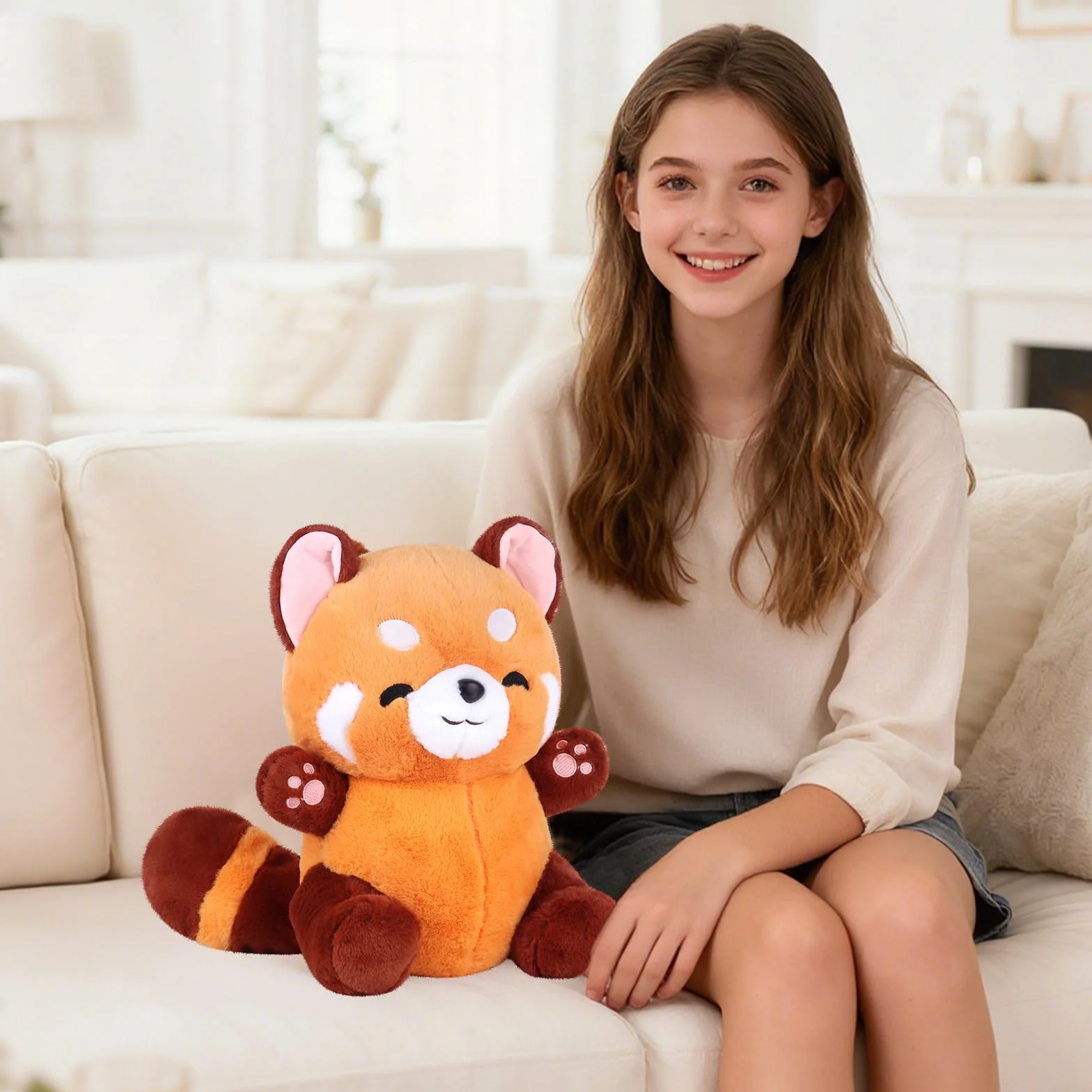 Mineup Czerwona panda przytulanka 23 cm, czerwona panda pluszowa, pluszowa panda Kawaii, przytulna panda pluszowa, czerwona panda pluszowa zabawka, panda lalki poduszka prezent dla dzieci, Boże
