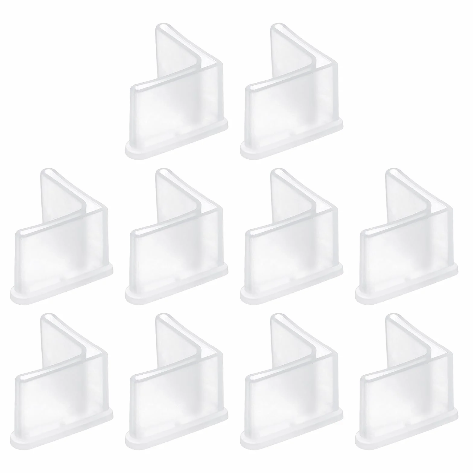 QUARKZMAN 10 sztuk pokrowców na nogi w kształcie litery L, 1,38" x 1,38" (35 x 35 mm) ochraniacze na nogi meblowe żelazne narożne nakładki na meble z PVC w kształcie litery L, przezroczyste