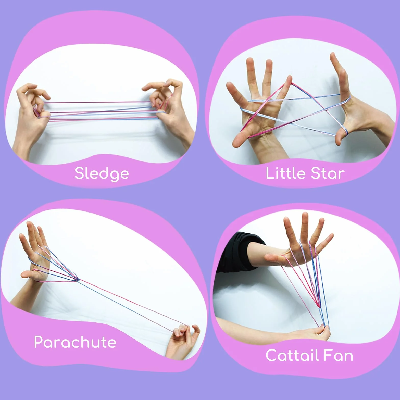 Cikyner Finger Twist 8 sztuk gier na palce 2 m średnica 2 mm poliester fioletowy