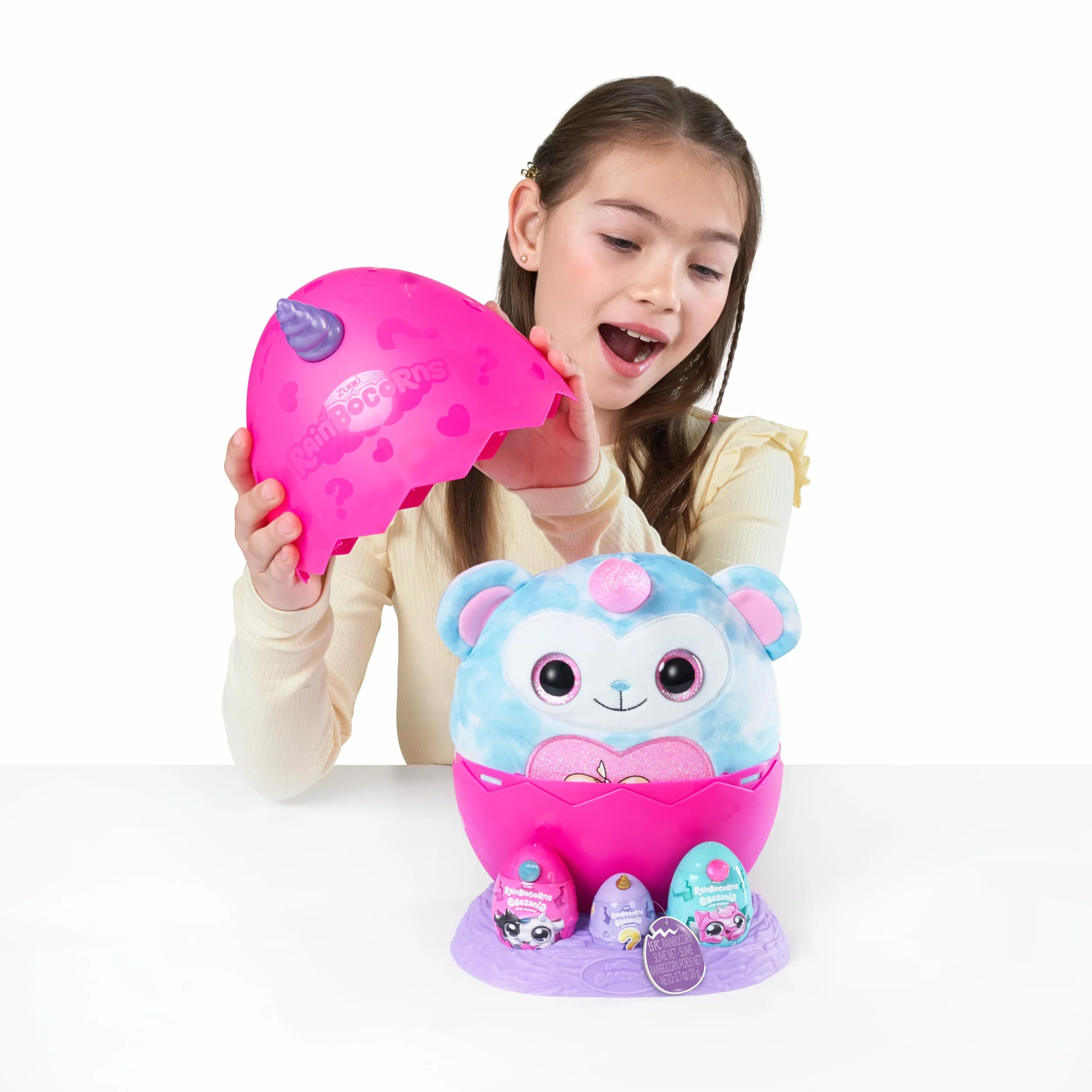 Rainbocorns Eggzania Mini Mania, Panda, by ZURU Plush Surprise Unboxing z miękką zabawką dla zwierząt, pomysł dla dziewczyn z wyobrażoną zabawą (Panda)