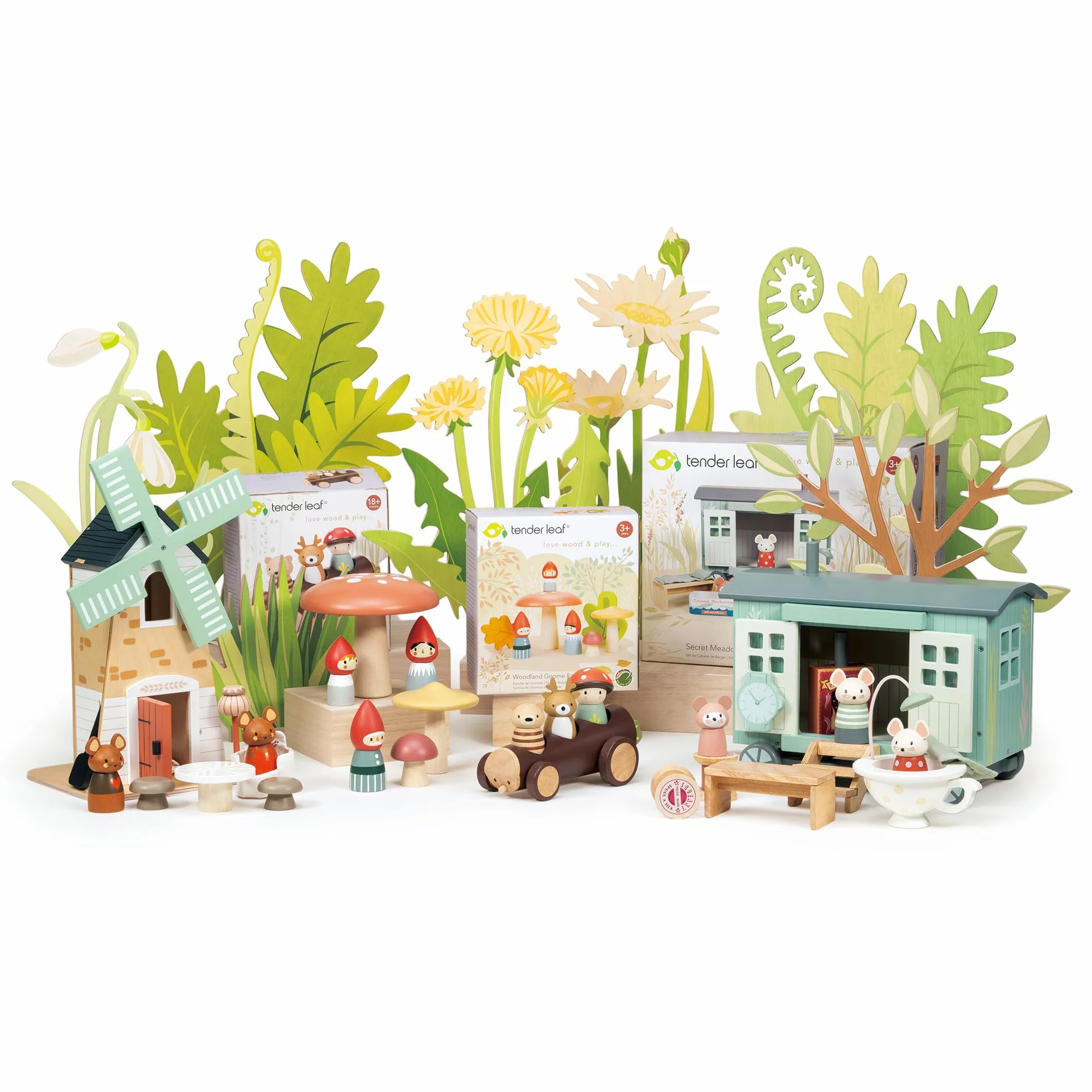 Tender Leaf Toys - Grosz wiatrak - Uroczy drewniany obrotowy wiatrak z rodziną zabawkowych myszy i akcesoriów, pomysłowa zabawka-rozwijanie kreatywnego opowiadania historii -