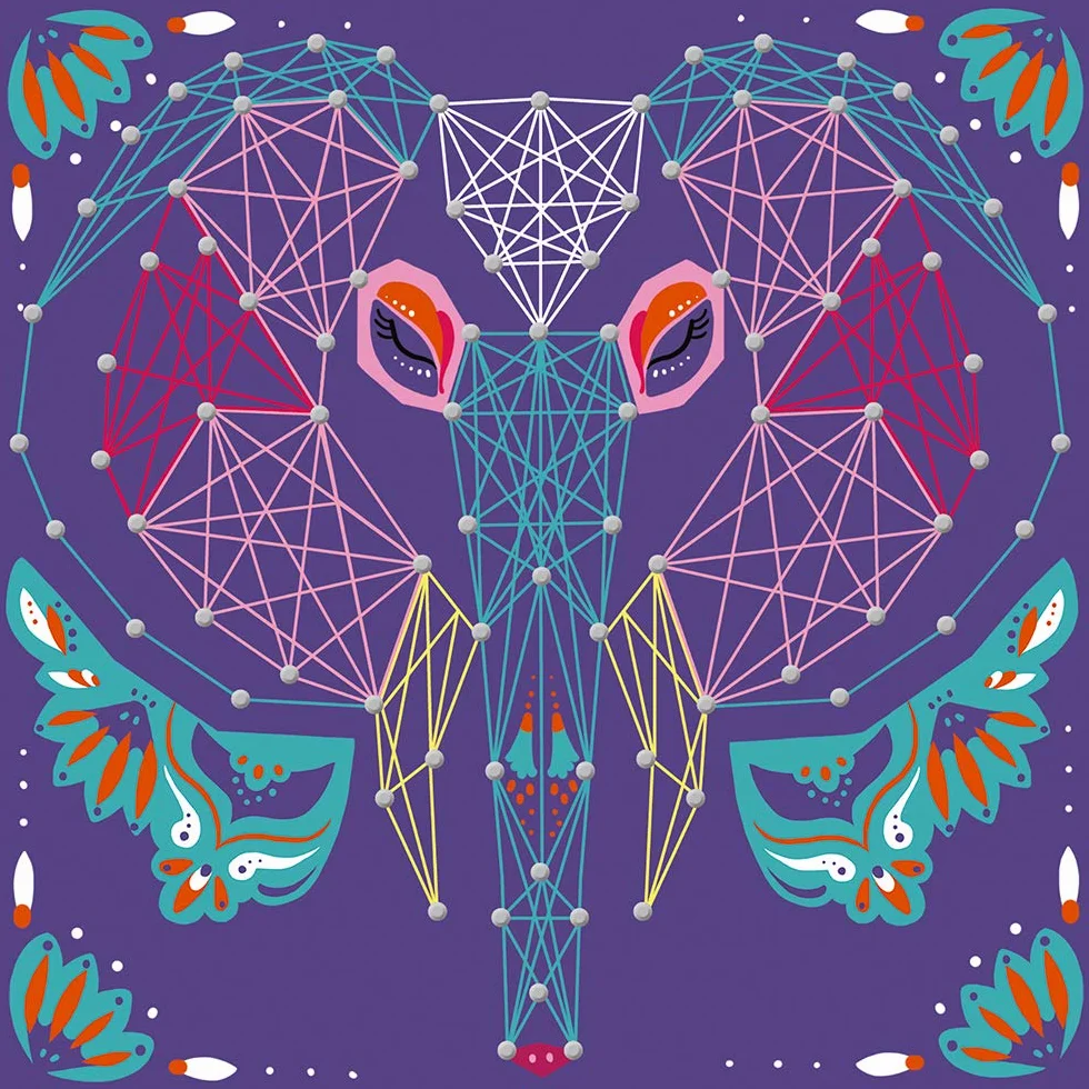 Janod - From 8 years old - Creative Kit - Animal String Art - Decoration Workshops - Creative Leisure - Dexterity and Concentration - J07912
