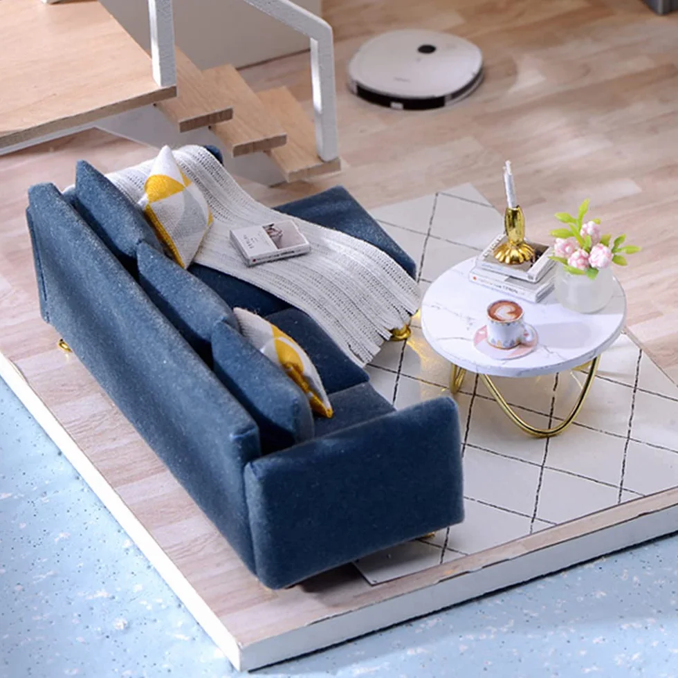 CUTEBEE - Miniatura z meblami z domu lalek, zestaw DIY Dollhouse z drewna tak jak pył i, 1:24 Kreatywna sala dla pomysłu Prezent na Walentynki（Cozy Time）