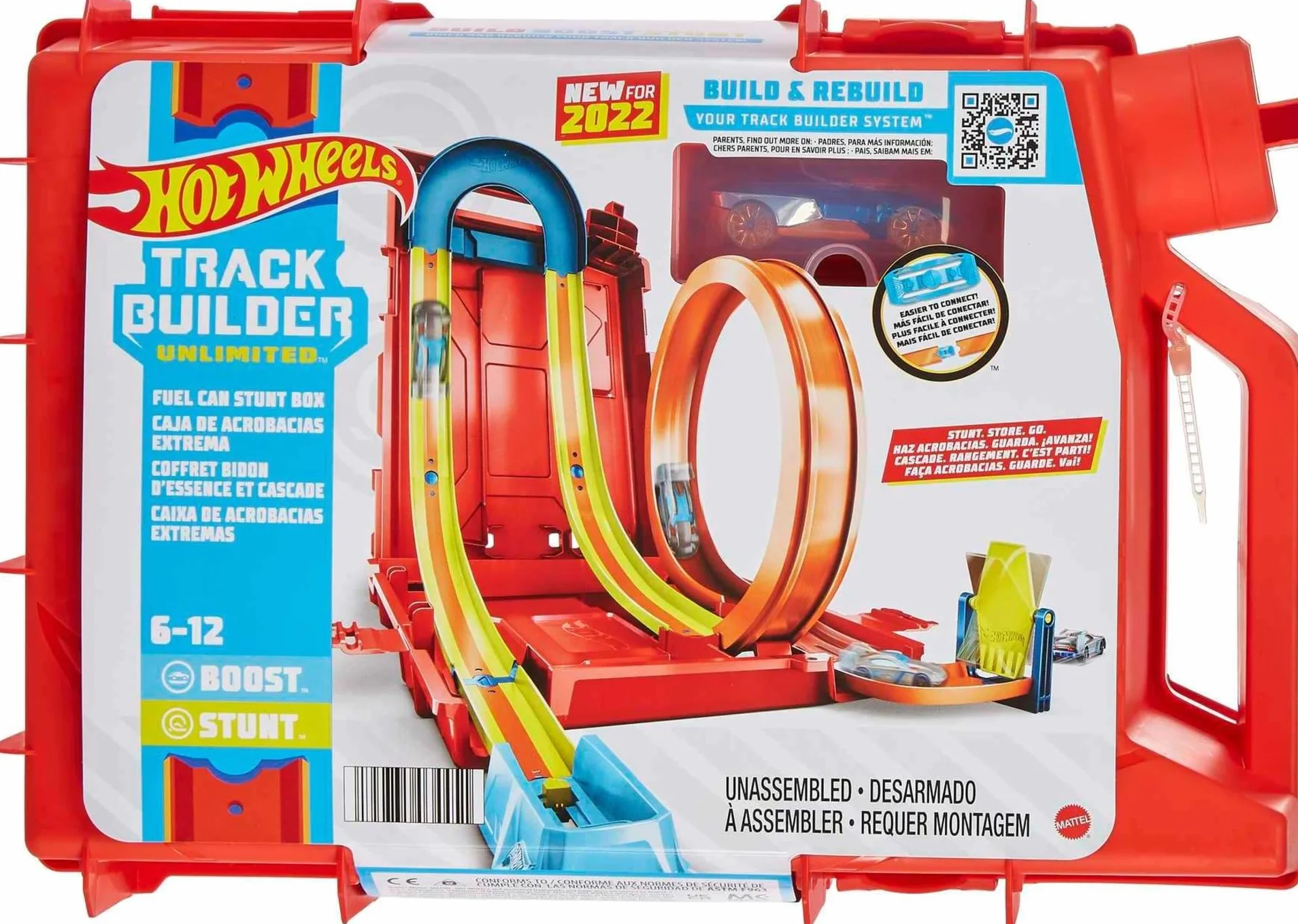 Hot Wheels Fuel Can Stunt Box Track Builder Unlimited Zestaw Pomarańczowy Żółty