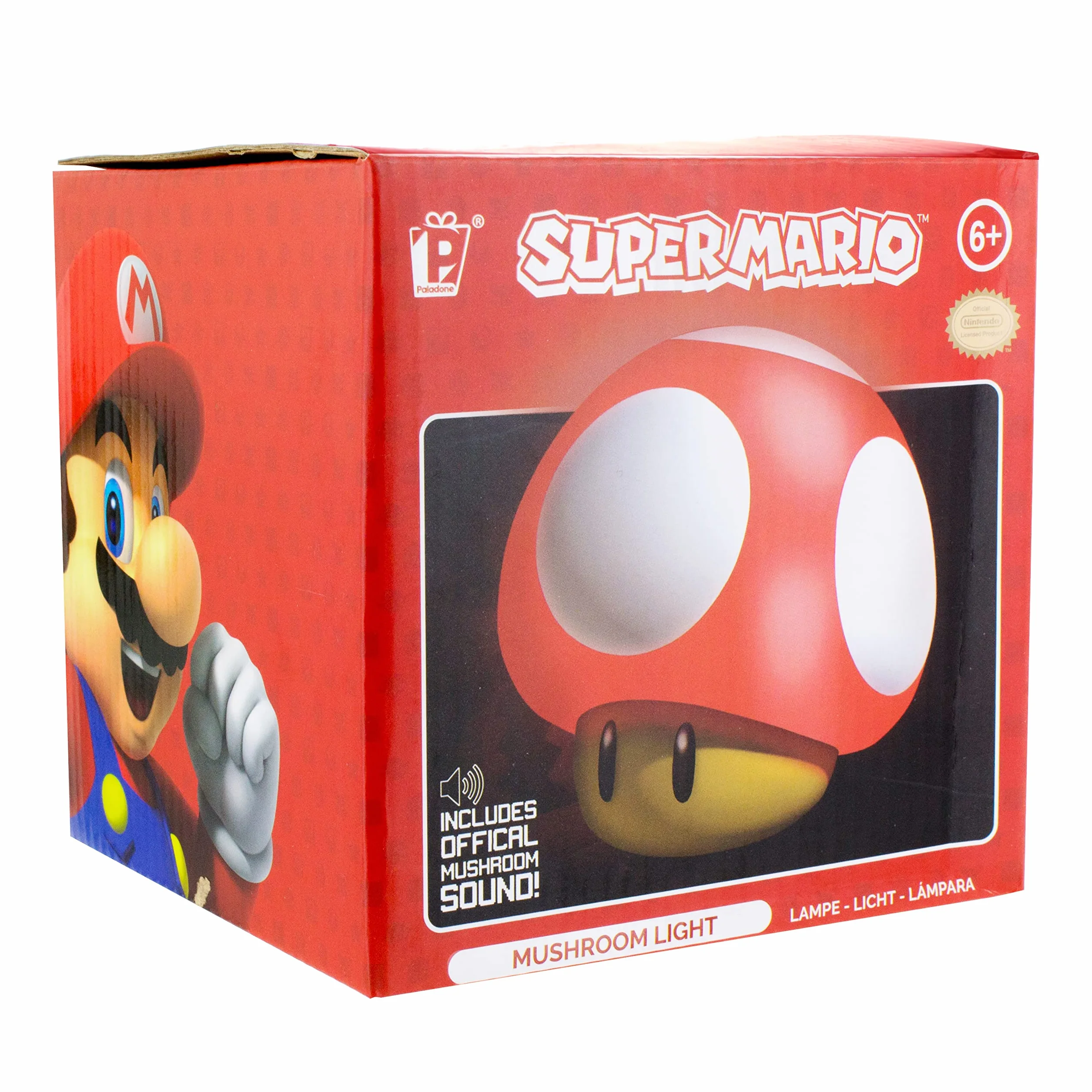 Super Mario Brothers Mushroom lampka na figurę, oficjalnie licencjonowany produkt filmowy kolekcjonerski z dźwiękiem, prezent dla chłopców, akcesoria do pokoju dziecięcego
