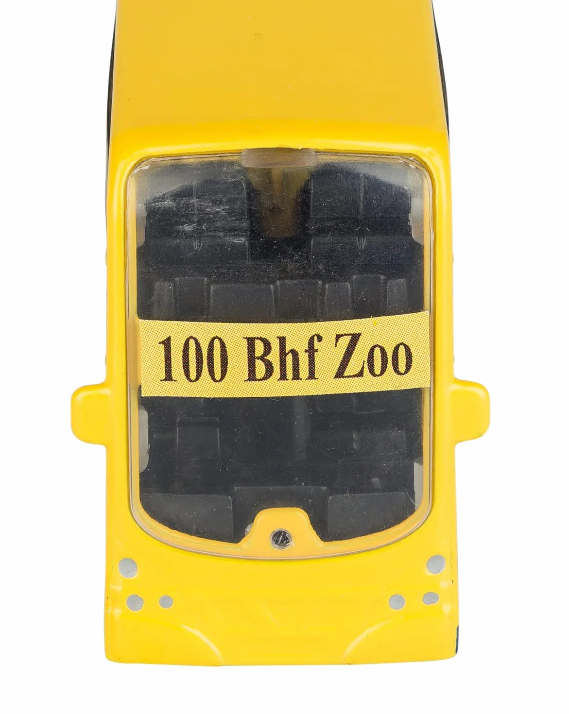 Idena 40107 model autobusu berlińskiego dwupokładowego z silnikiem cofania 18,5x13,5x4,5 cm żółty zabawka pamiątka kolekcjonerski