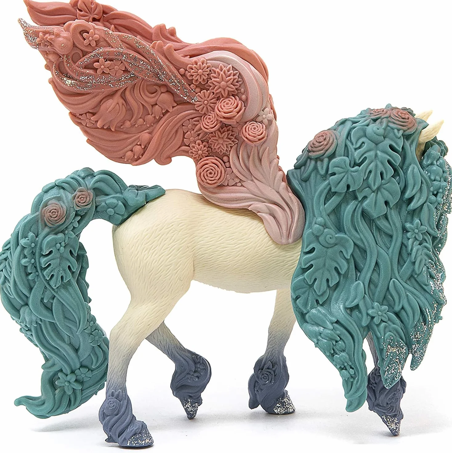 schleich BAYALA | Kwiatowy pegaz 70590 | Skrzydła ozdobione kwiatami i brokatem | Fantastyczna figurka kolekcjonerska | Prezent dla dziewczynek i chłopców | Od 5 lat | 14 × 7 × 13 cm