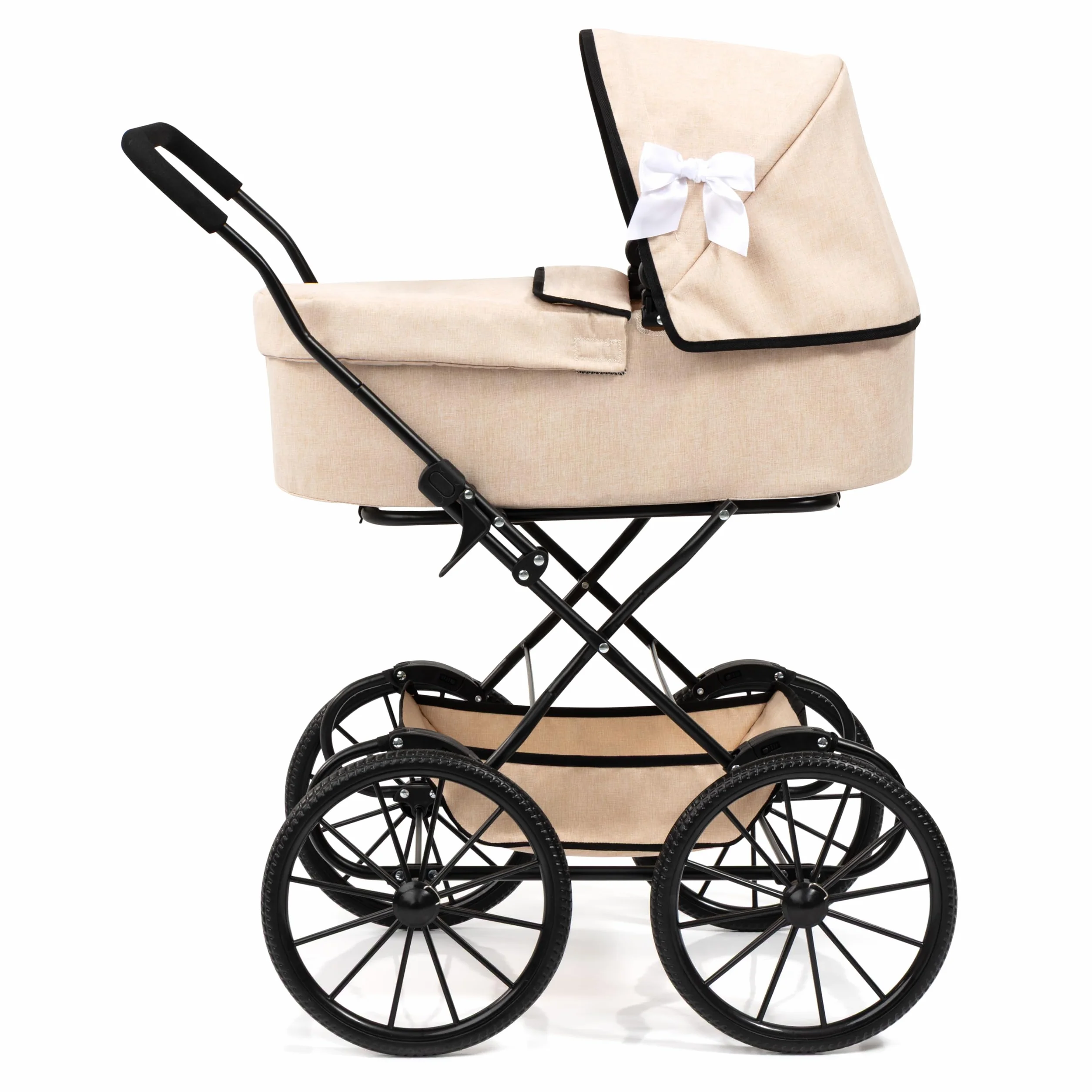Bayer Design 14375AA Wózek dla lalek nostalgiczny, klasyczny, z koszem, torbą