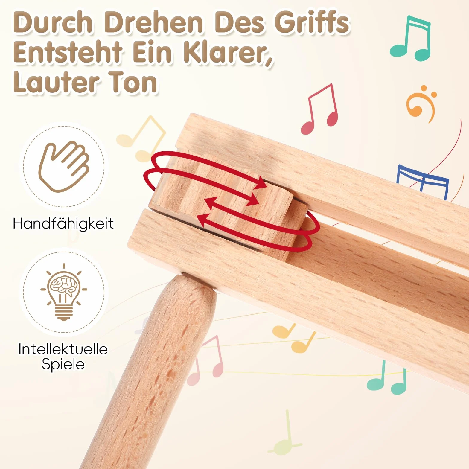 Gadpiparty 4 szt. drewniana grzechotka wytwarzająca hałas, tradycyjna meksykańska grzechotka instrument, zabawka do raczkowania, zabawka edukacyjna dla dzieci, imprezy sportowe