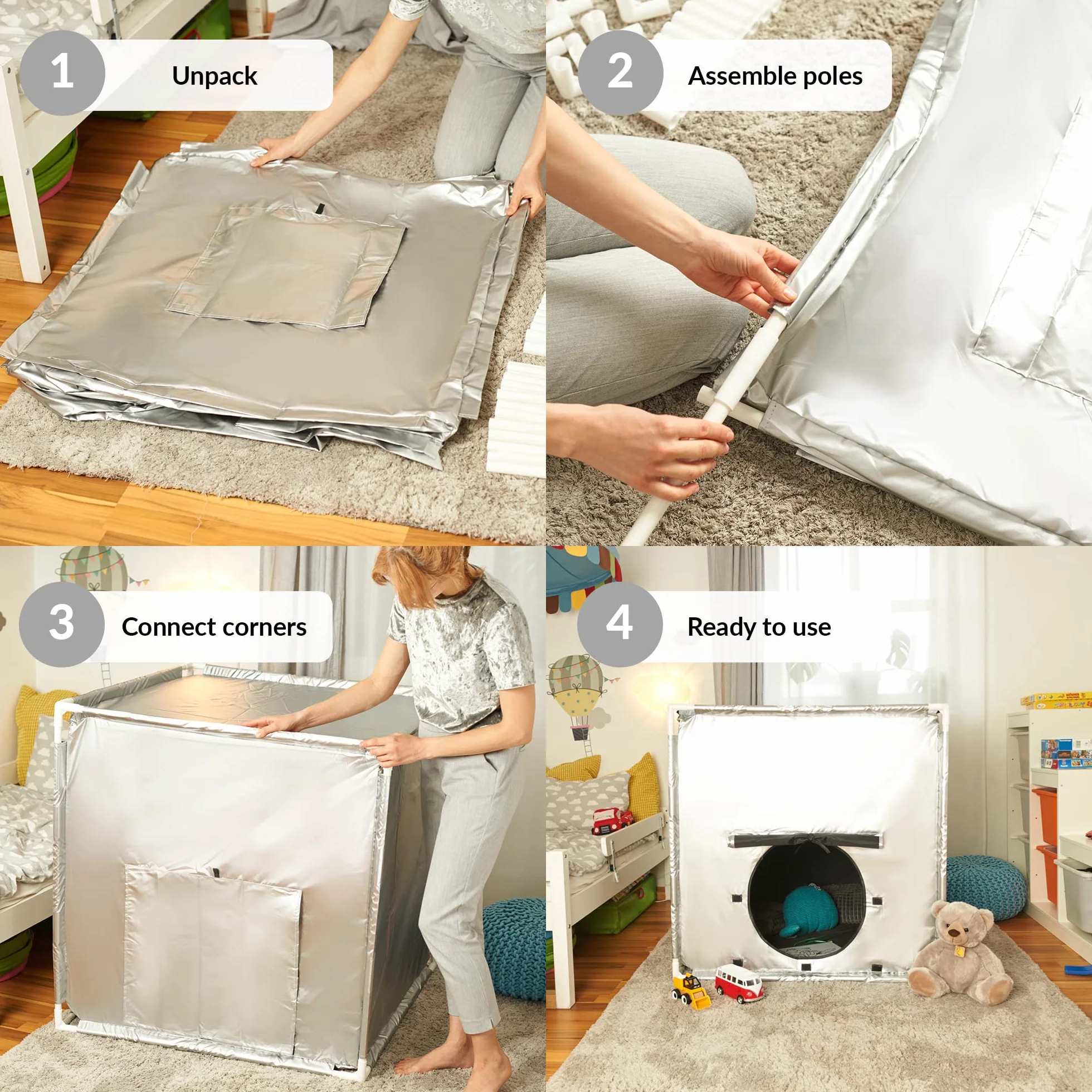 Namiot sensoryczny dla dzieci do zabawy i relaksu | Narzędzie do autyzmu, SPD, lęku, braku koncentracji | Sensory Tent Cube | Do domu lub szkoły
