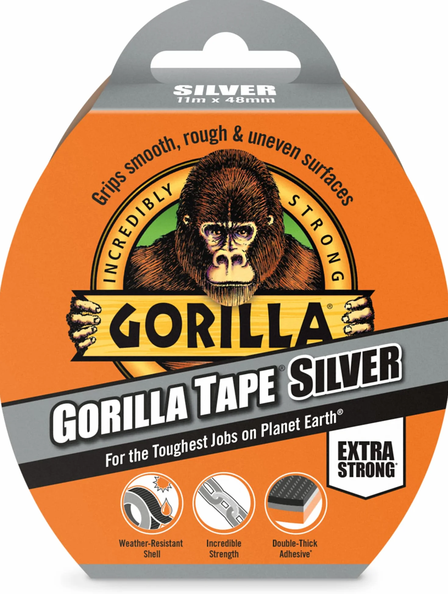 Gorilla 3044910 Taśma Uszczelniająca, Srebrny, 11 m