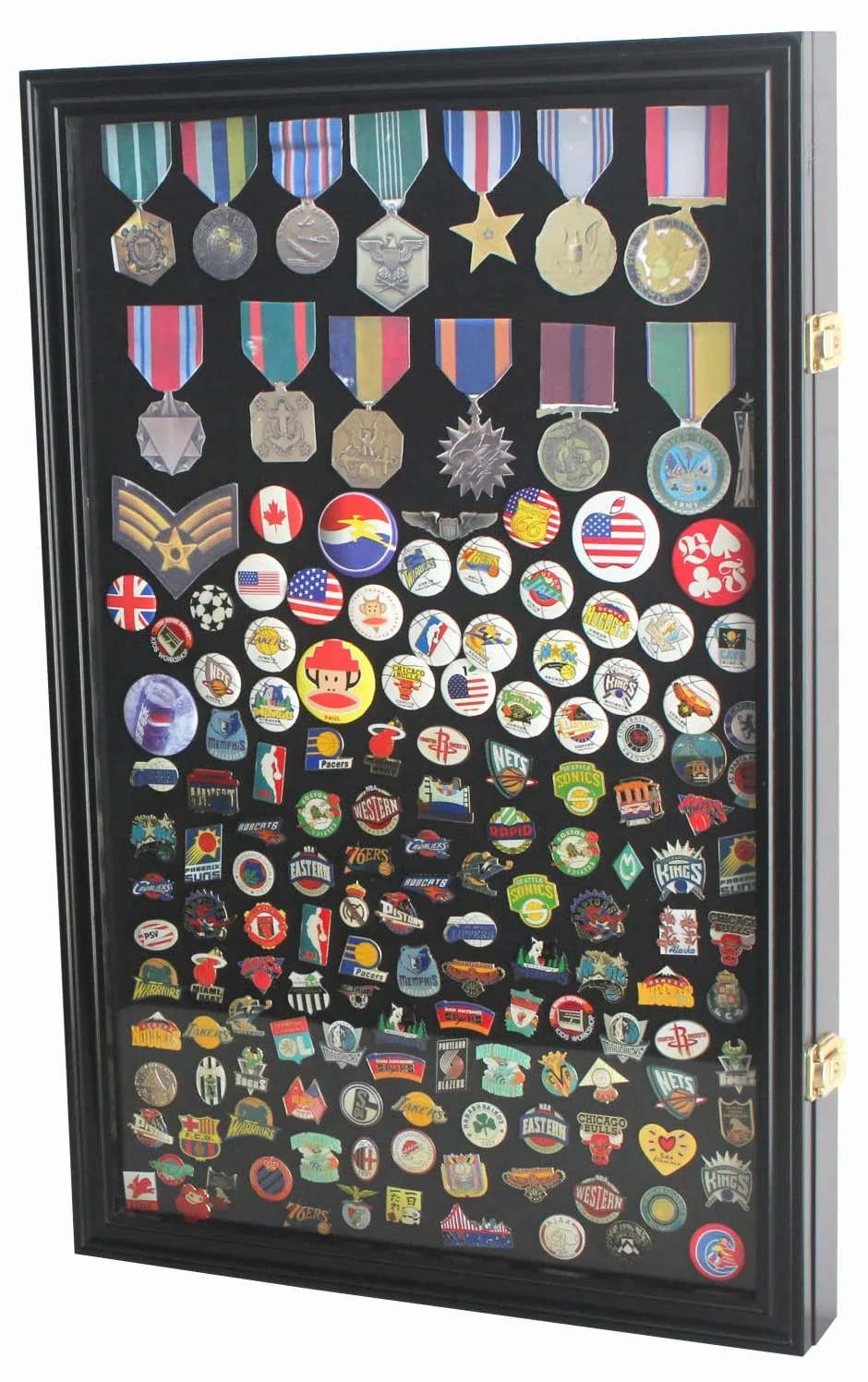 DUŻA gablota z pinami Shadow Box Flag Display Case, ze szklanymi drzwiami, czarna PC04-BL od DisplayGifts