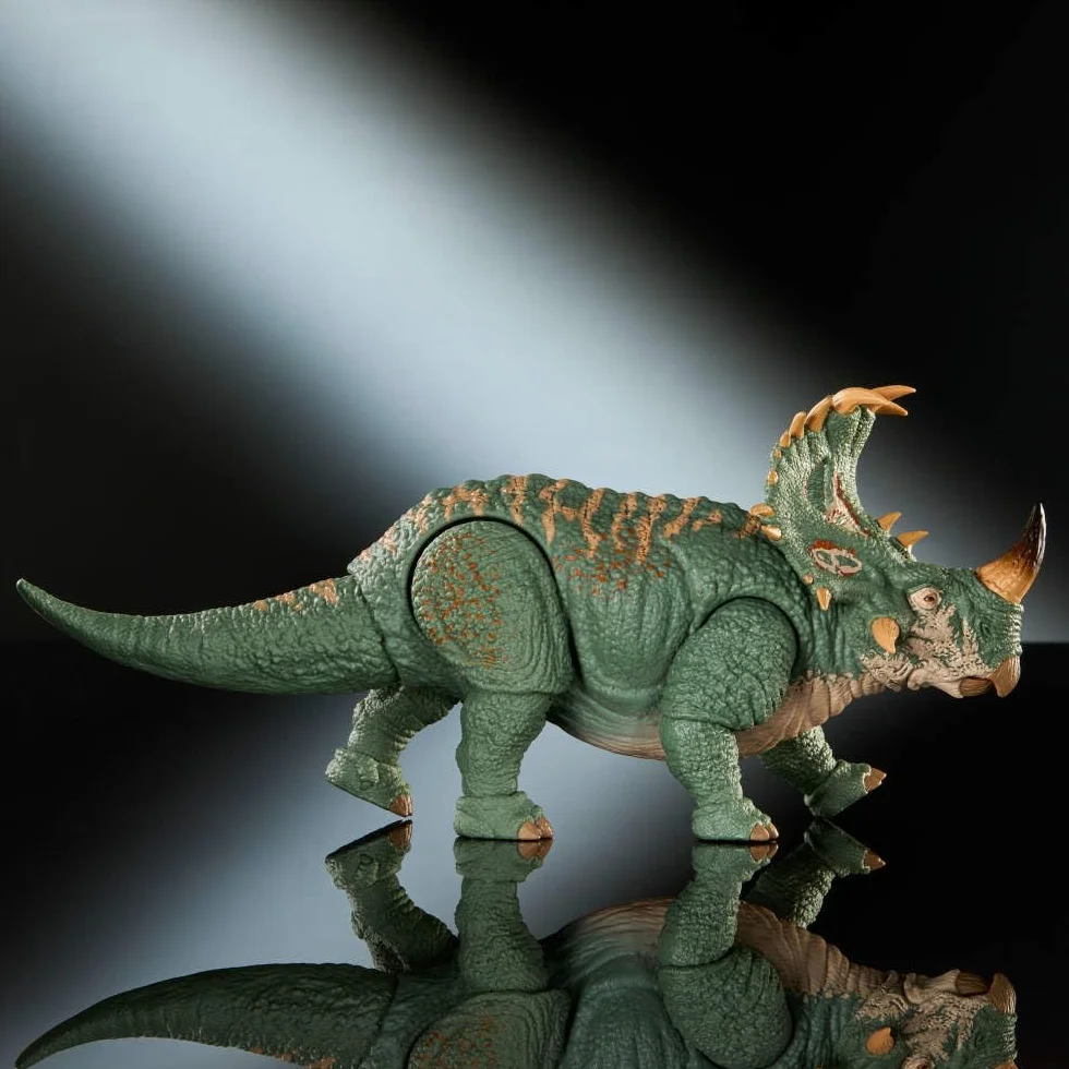 Mattel Jurassic World Kolekcja Hammonda Sinoceratops, figurka dinozaur deluxe, duża zabawka, punkty ruchu, ogon do ustawiania w różnych pozach, zabawka dla dzieci 8+, JKG88