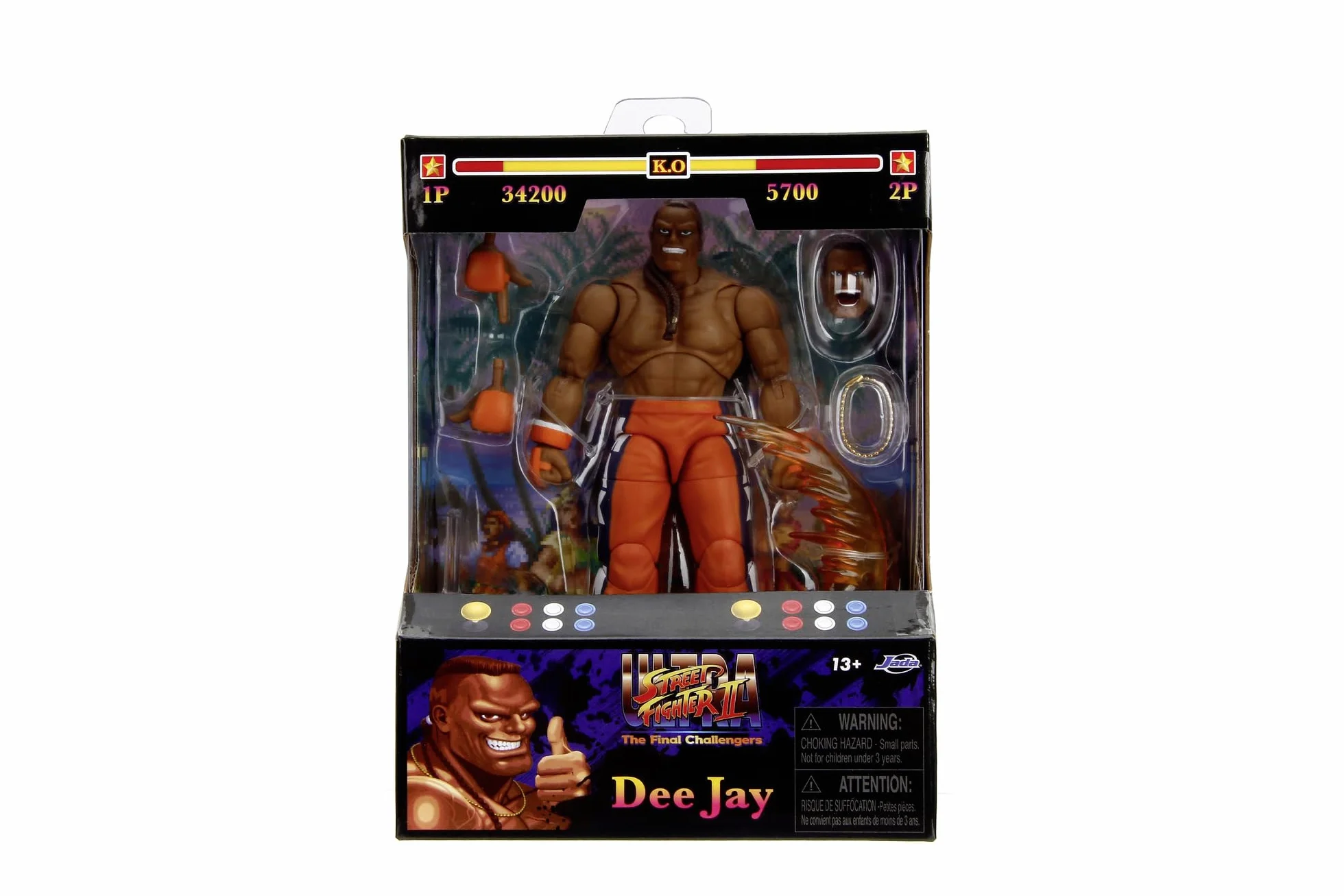 Jada Toys Street Fighter figurka DEE Jay 15 cm ruchoma kolekcjonerska z alternatywną głową i akcesoriami