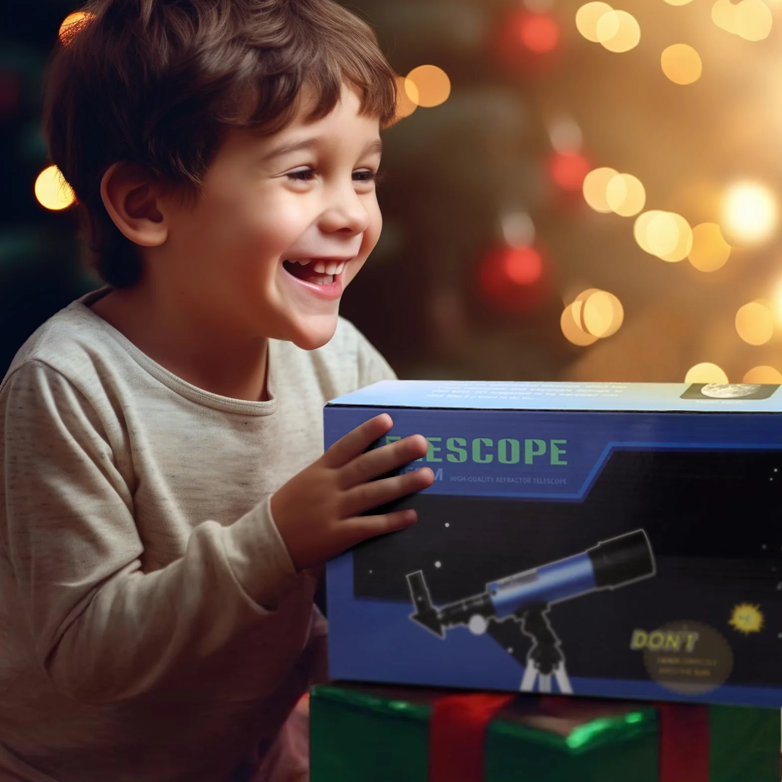 Cowiewie Teleskop dla dzieci, teleskopy, przestrzeń zewnętrzna, astronomia, początkujący, zawiera dwa okulary, przenośna luneta refraktorowa ze statywem, prezenty