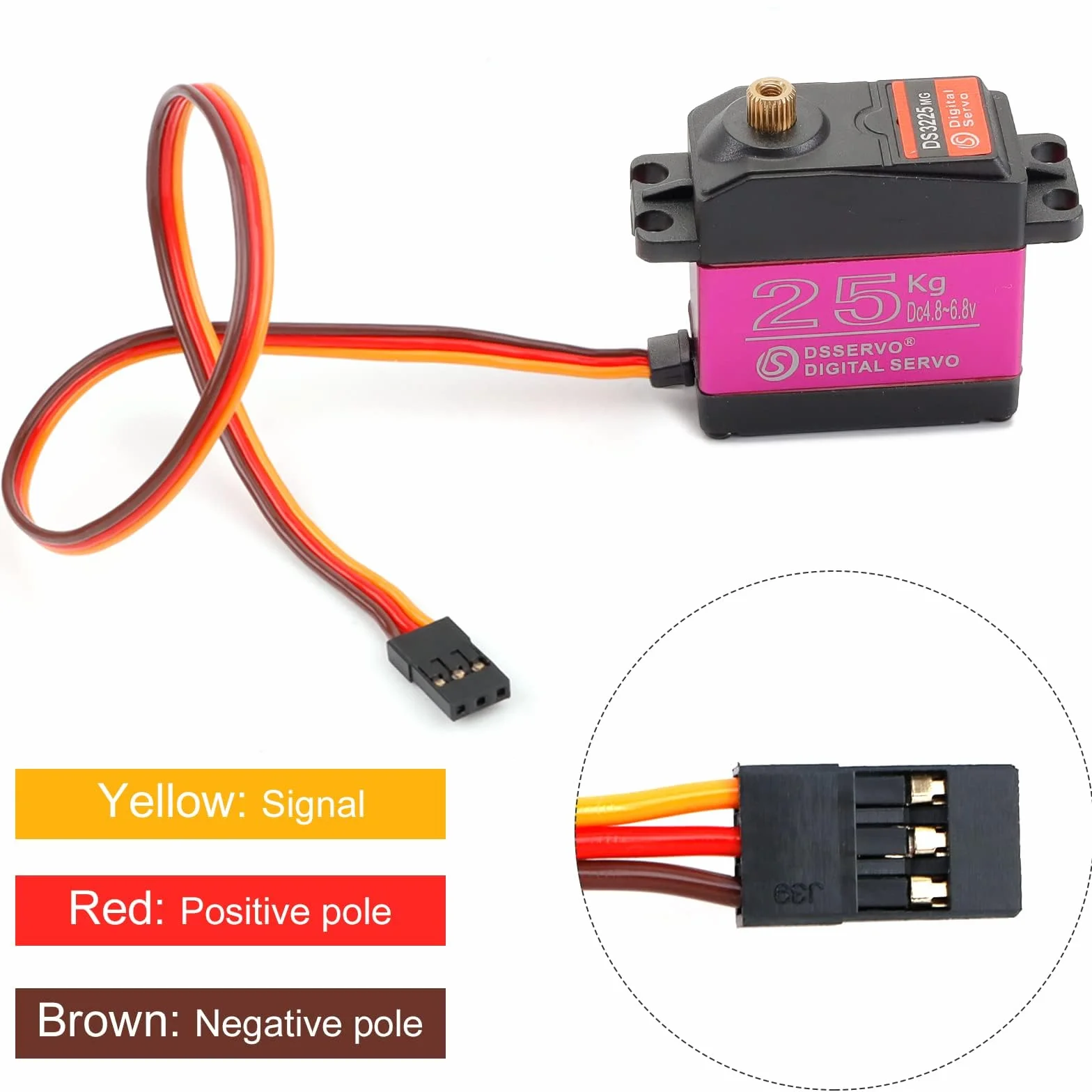 Serwo cyfrowe sterowane radiowo, 25 kg, wodoszczelne, serwo High Torque, cyfrowy serwo, modelarstwo, metalowa przekładnia, serwo 180°, serwa DS3225 do samochodów RC Auto Robot 1/10 1/8