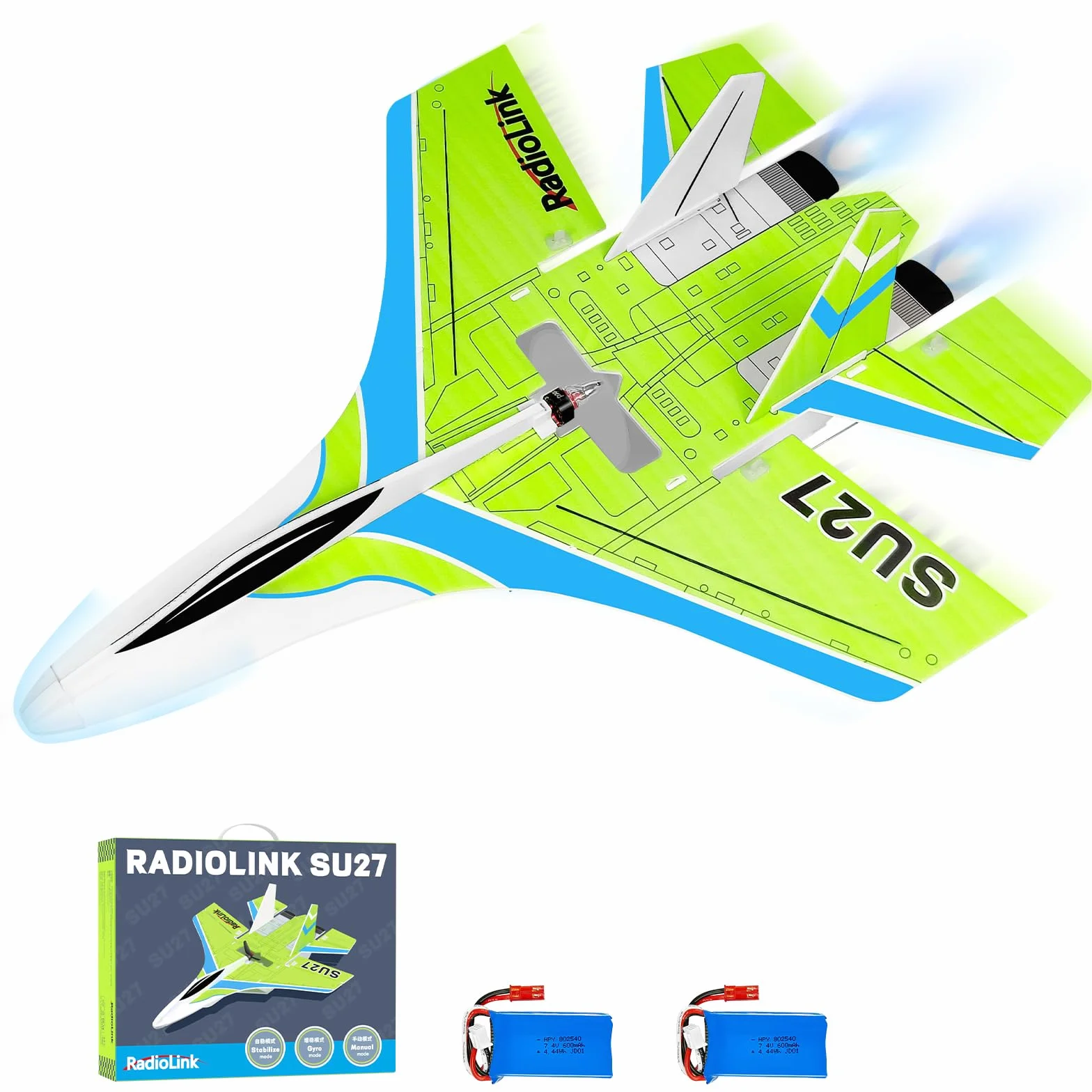 Radiolink SU27 PNP - Samolot myśliwski RC, silnik bezszczotkowy, kontrola lotu Byme-DB dla niezrównanej stabilności, zasięg 4 km, LiPo 2S, odporny na wstrząsy - 116 g, nadajnik i odbiornik nie są