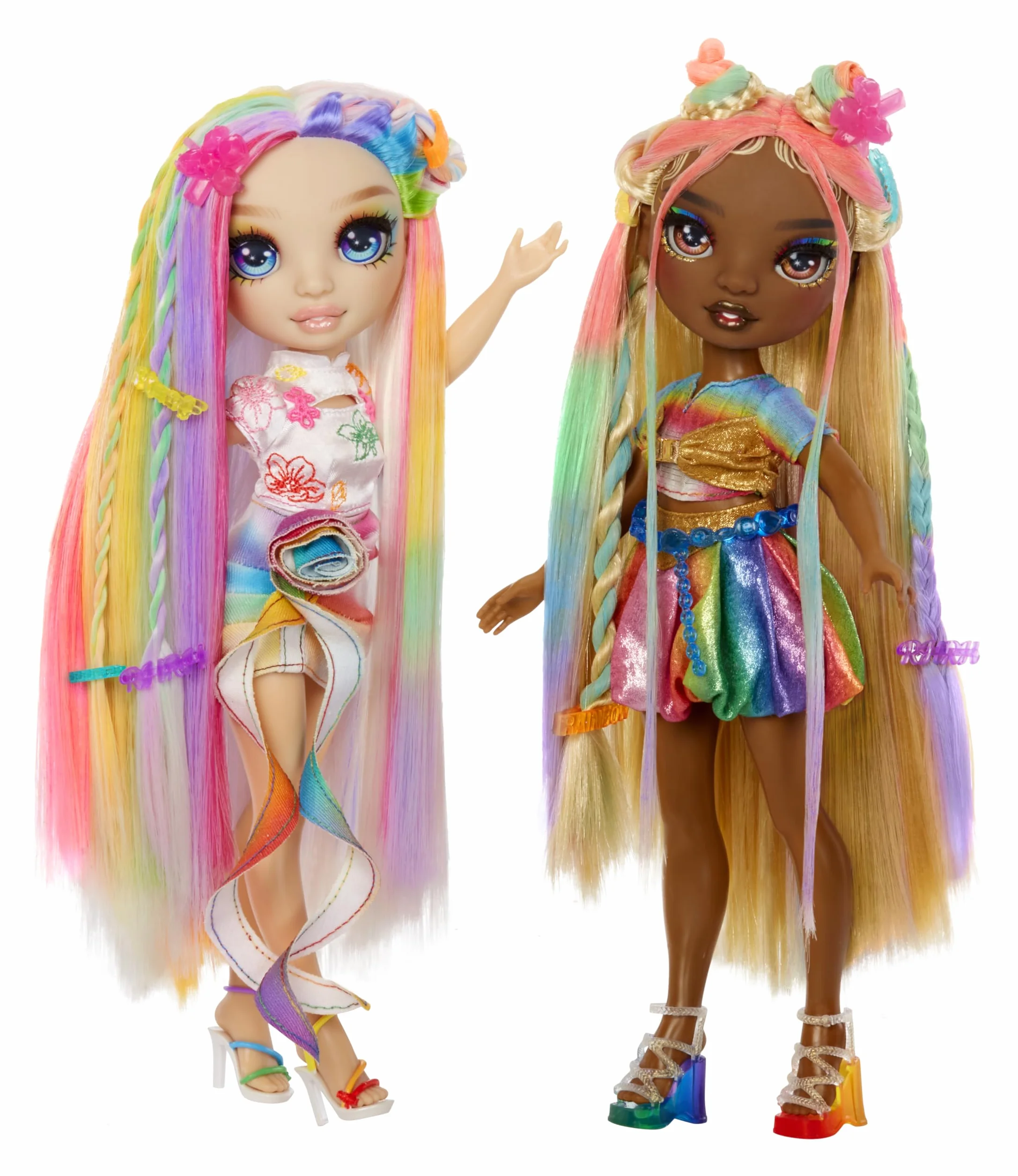 Rainbow High Hair Chalk & Style Doll – Meline – Tęczowo-Złota Lalka o Wysokości 28 cm ze Zmywalną Kredą do Włosów. Koloruj, Stylizuj, Baw się, Spłucz i Powtarzaj, dla Dzieci w Wieku od 4 do 12+ Lat