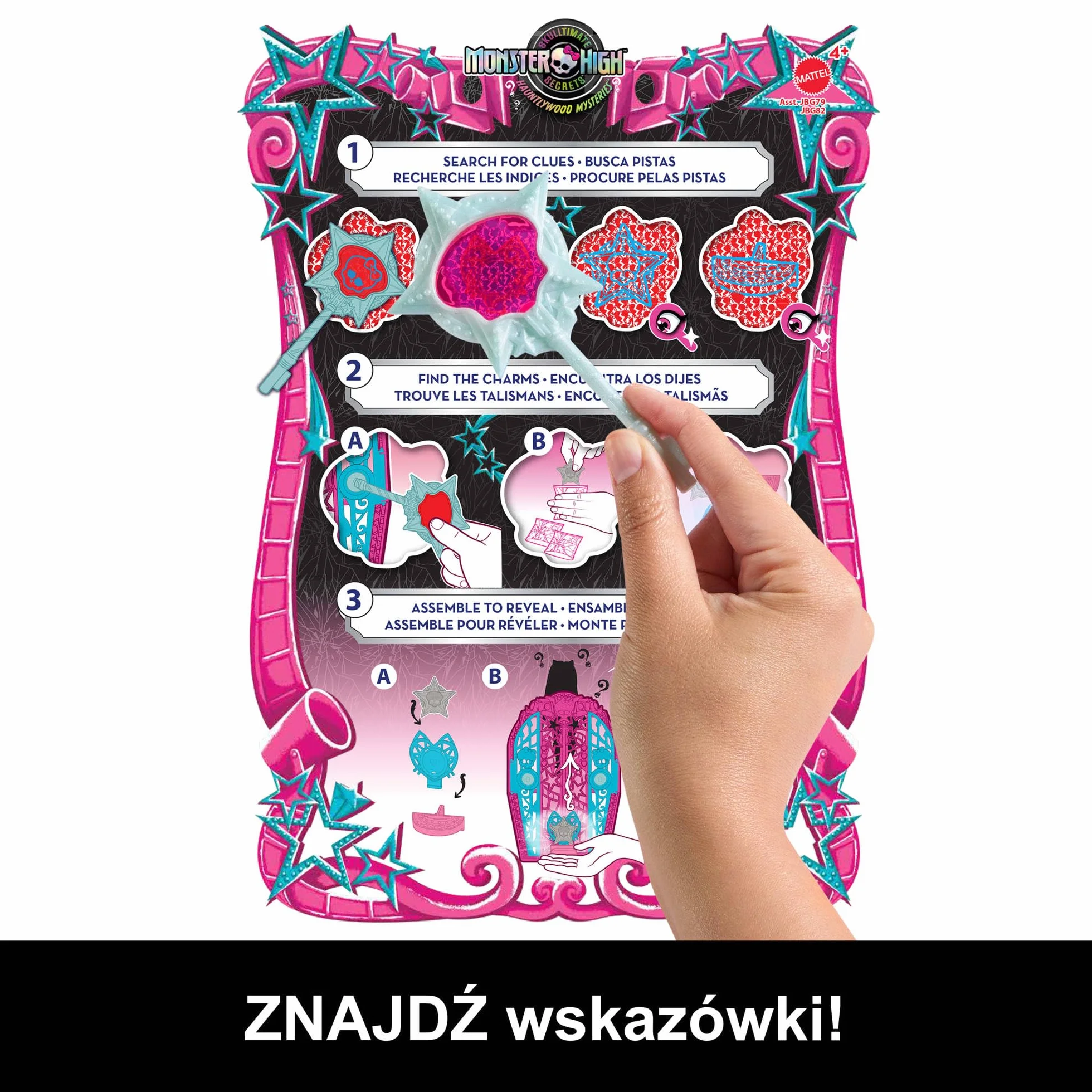 Monster High Straszysekrety Catty Noir Seria 6 Tajemnice Hollyduch Zestaw lalka, szafa i ponad 19 niespodzianek, w tym ubranka dla lalki i akcesoria, JBG82