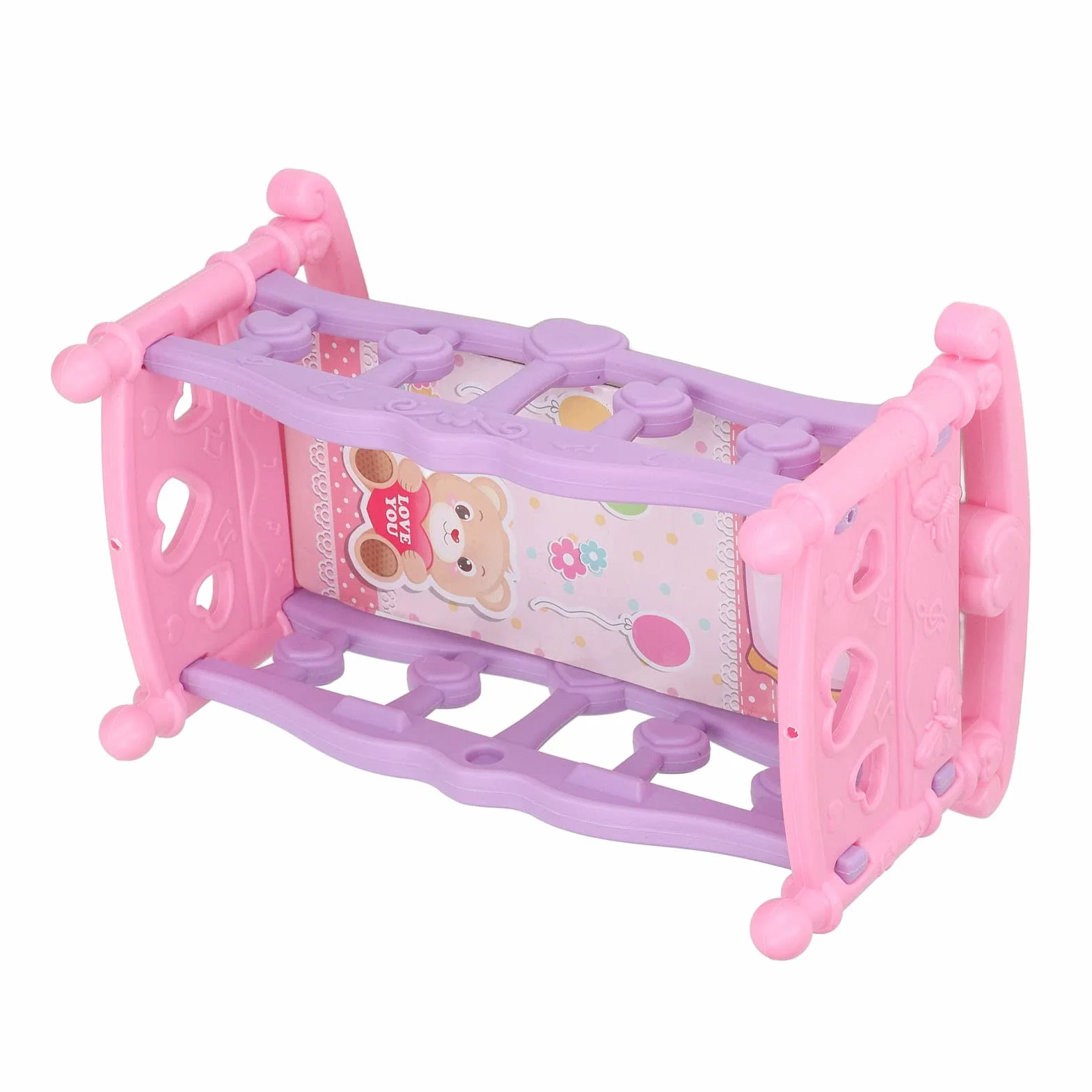 Generic Domek dla Lalek łóżeczko dla Dziecka Bezpieczne Miniaturowe Akcesoria Meblowe do Sypialni Dekoracyjne łóżeczko do Zabawy Dzieci, materiał ABS, Skala 1:12, na Spotkania Dziecięce